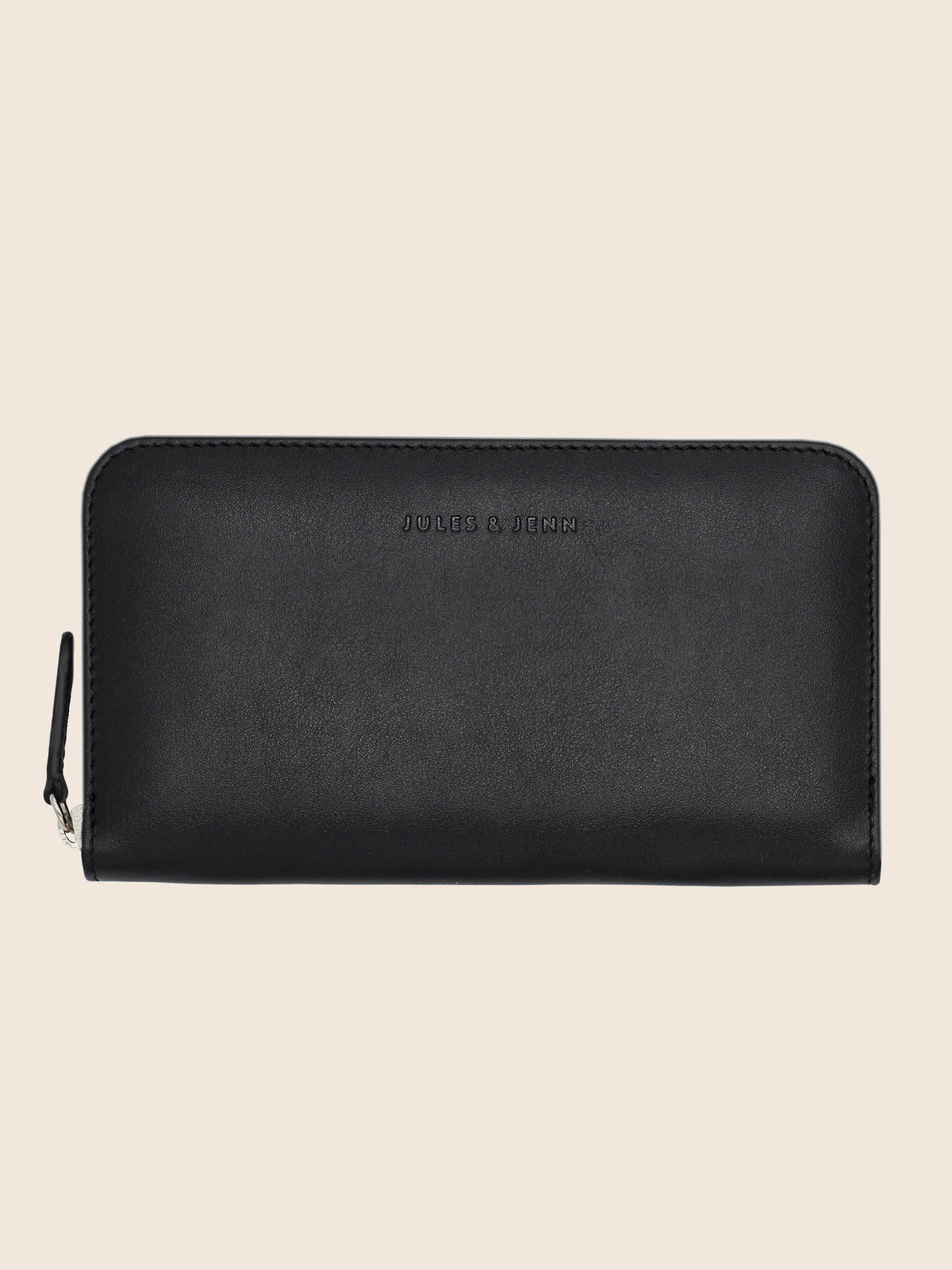 Black leather all-in-one wallet made in Spain | JULES & JENN