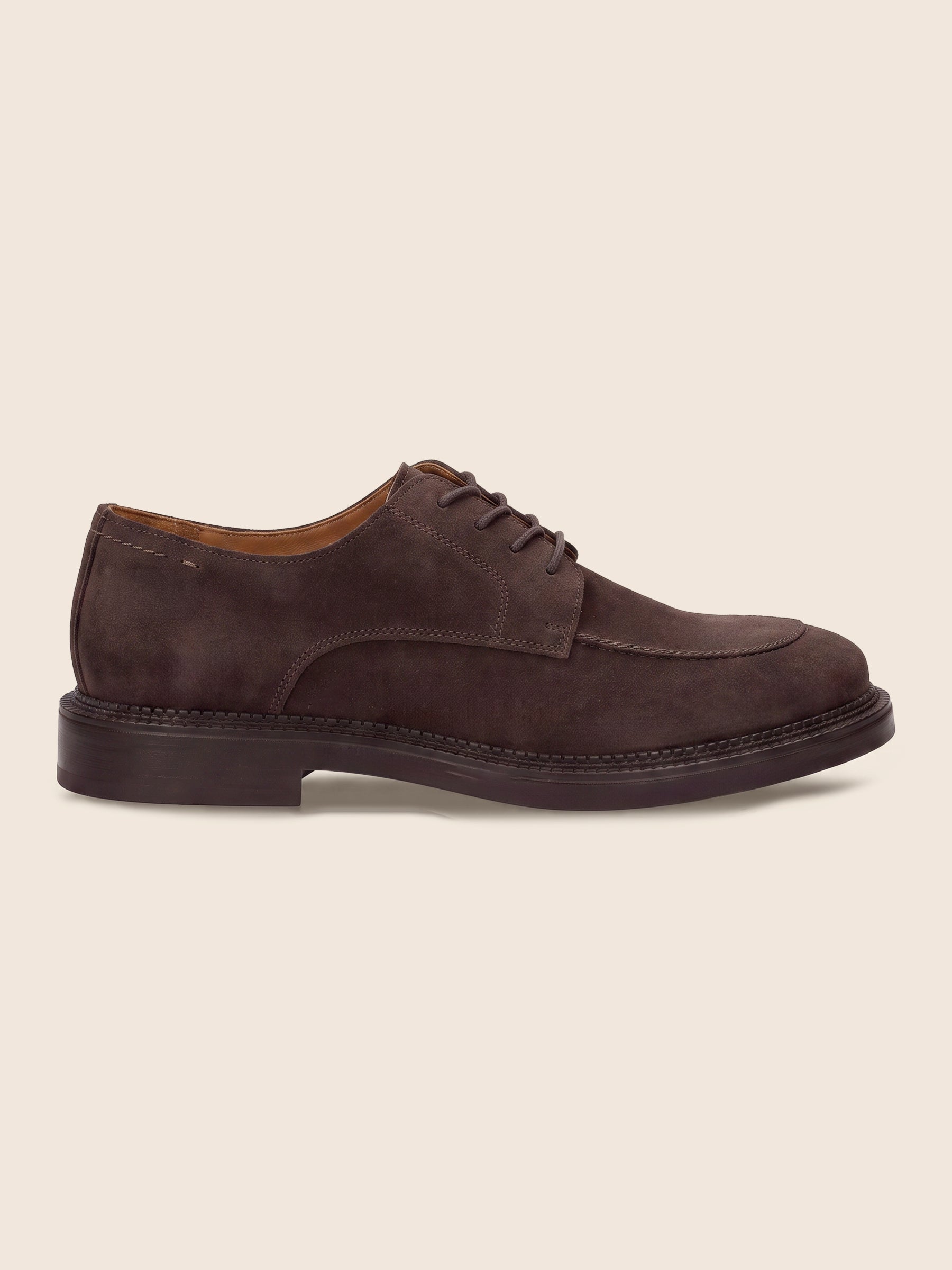vue profil derbies gomme cuir daim marron jules & jenn