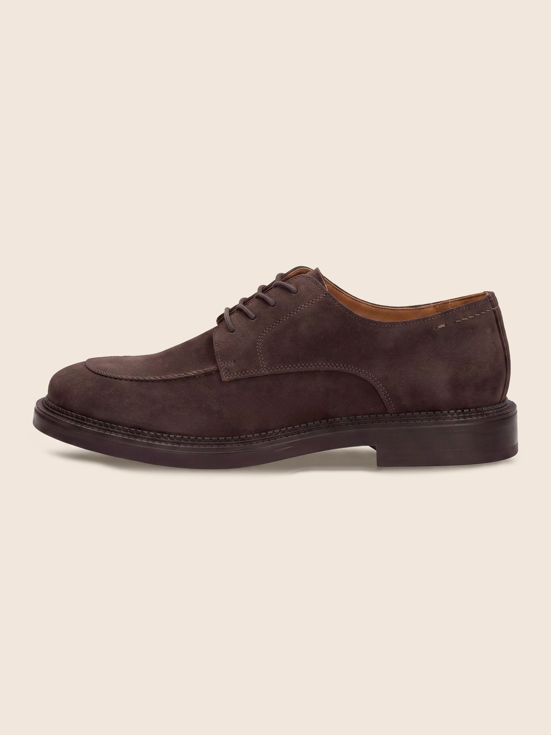 vue interieure derbies gomme cuir daim marron jules & jenn