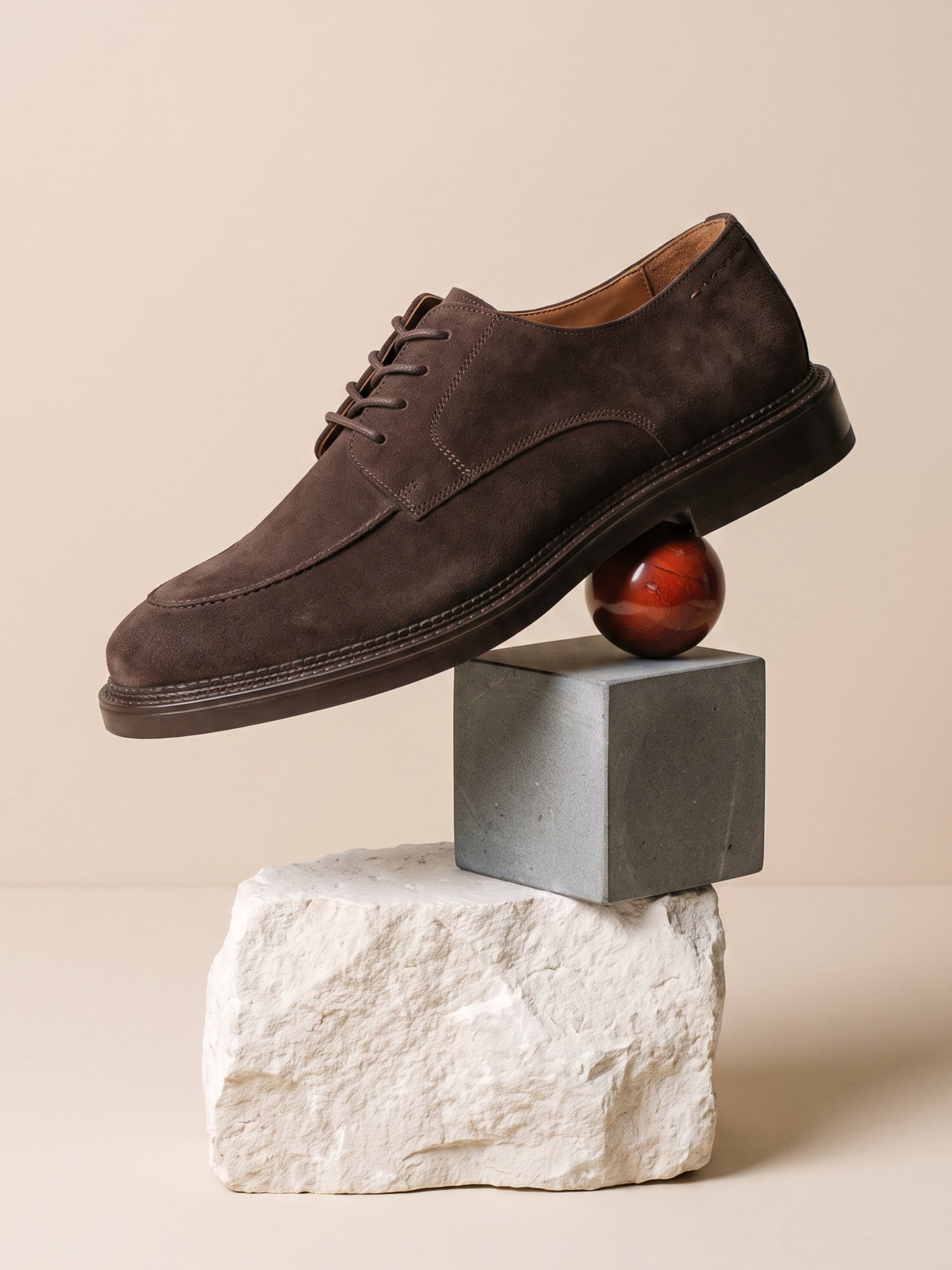 vue posee derbies gomme cuir daim marron jules & jenn