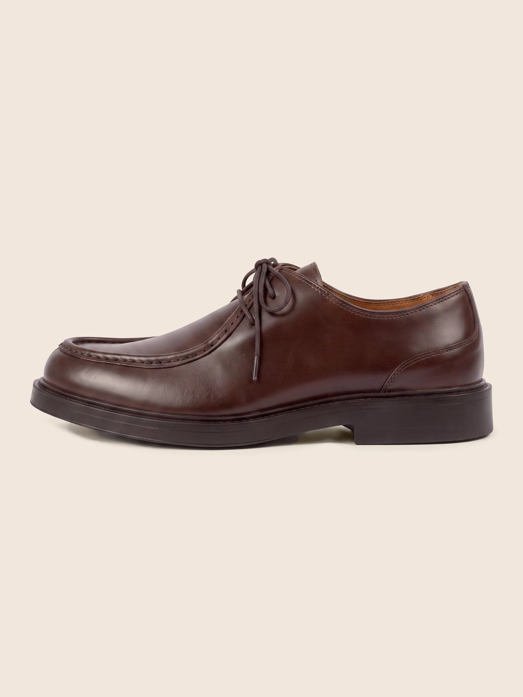 vue interieure derbies plateau cuir marron jules & jenn