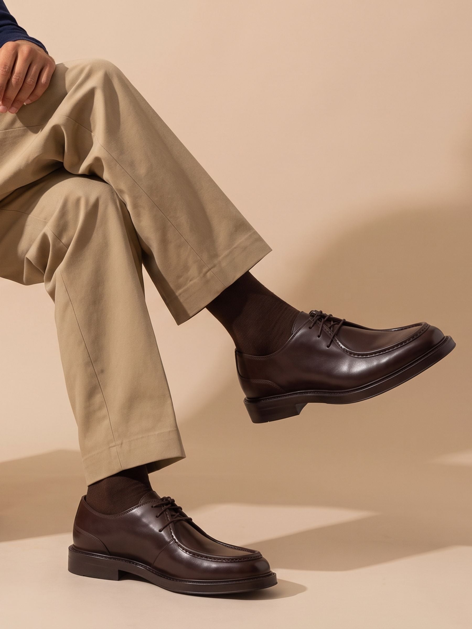 vue portee derbies plateau cuir marron jules & jenn