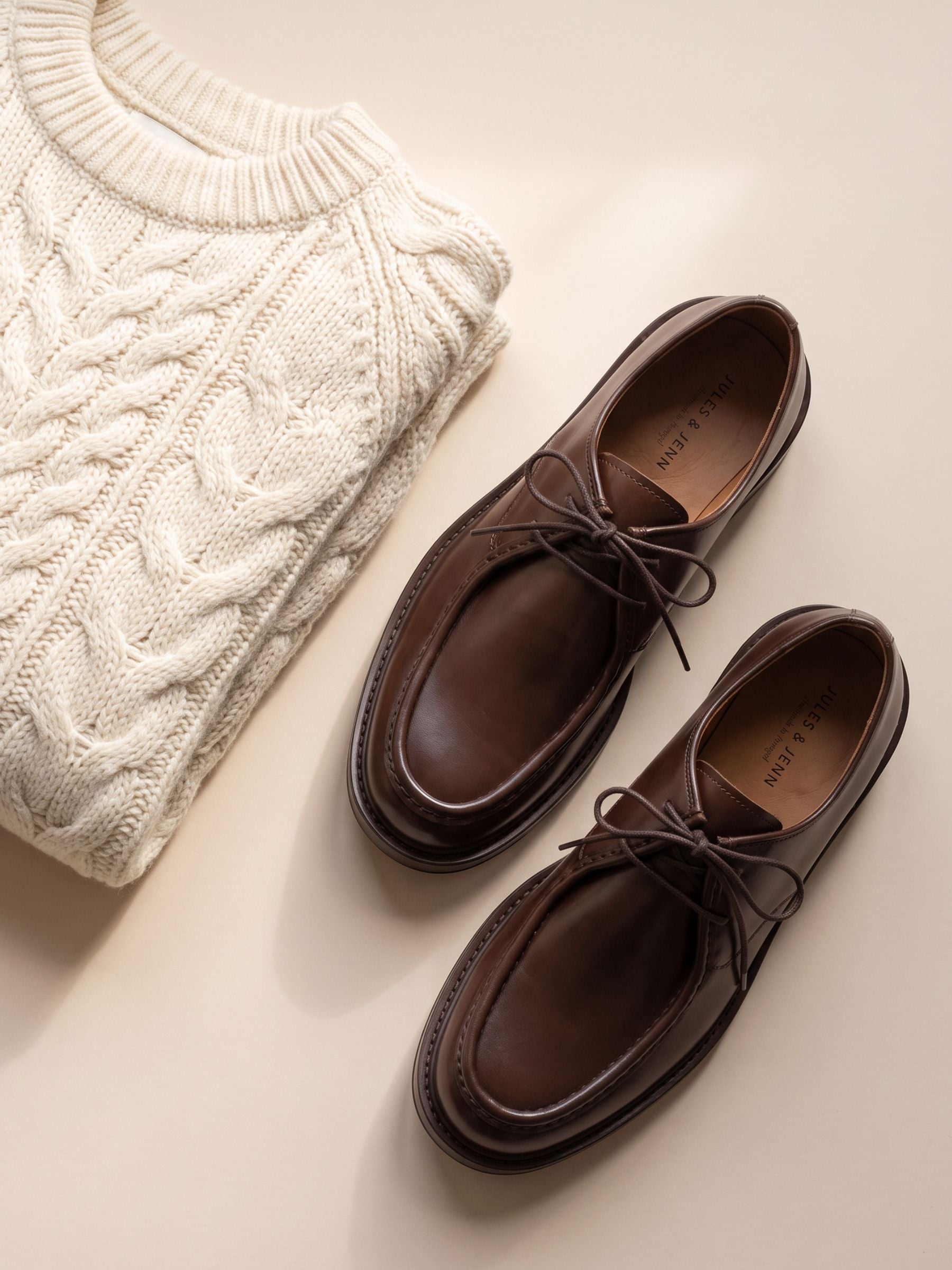 vue posee derbies plateau cuir marron jules & jenn