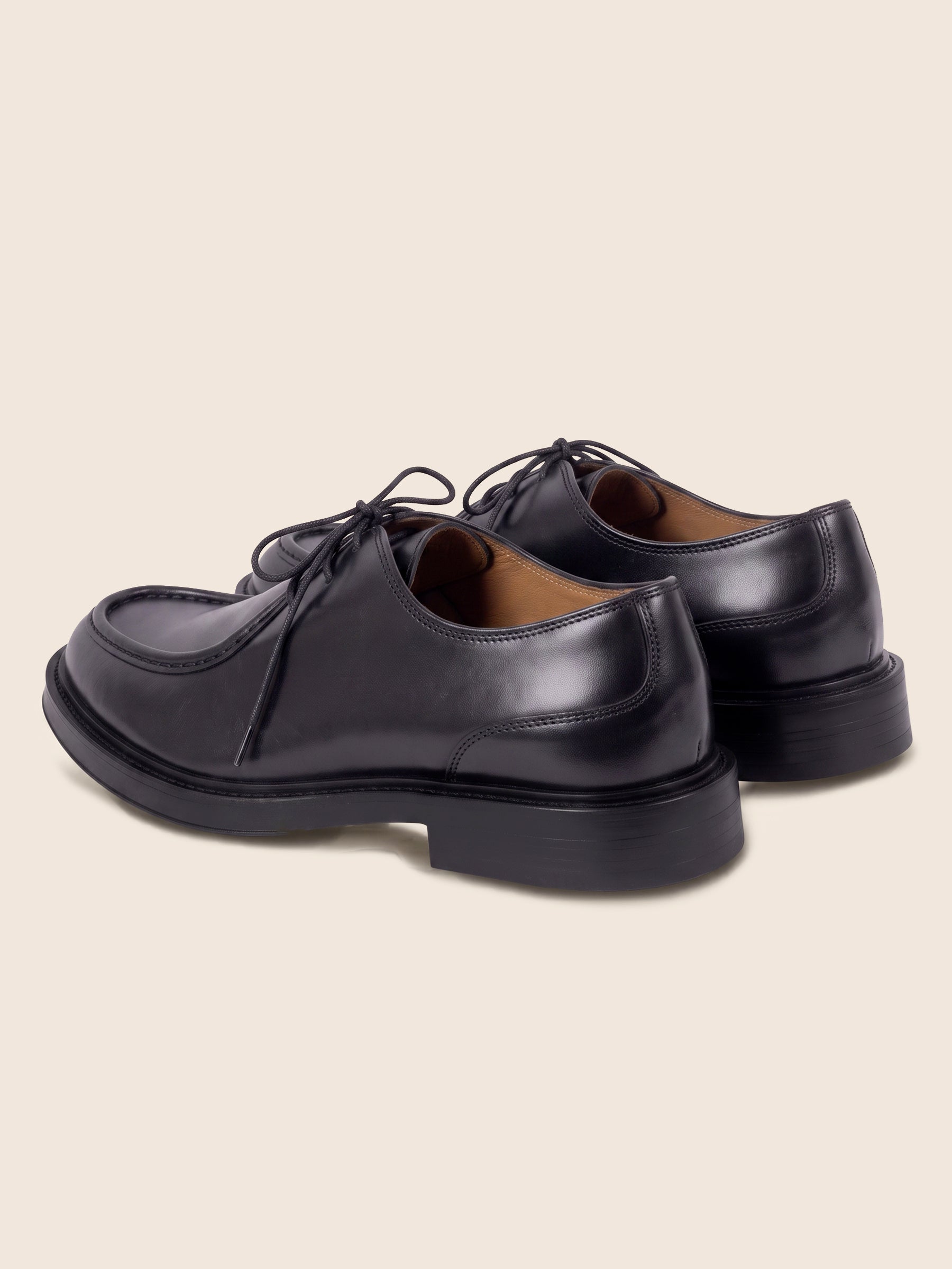 vue arriere derbies plateau cuir noir jules & jenn