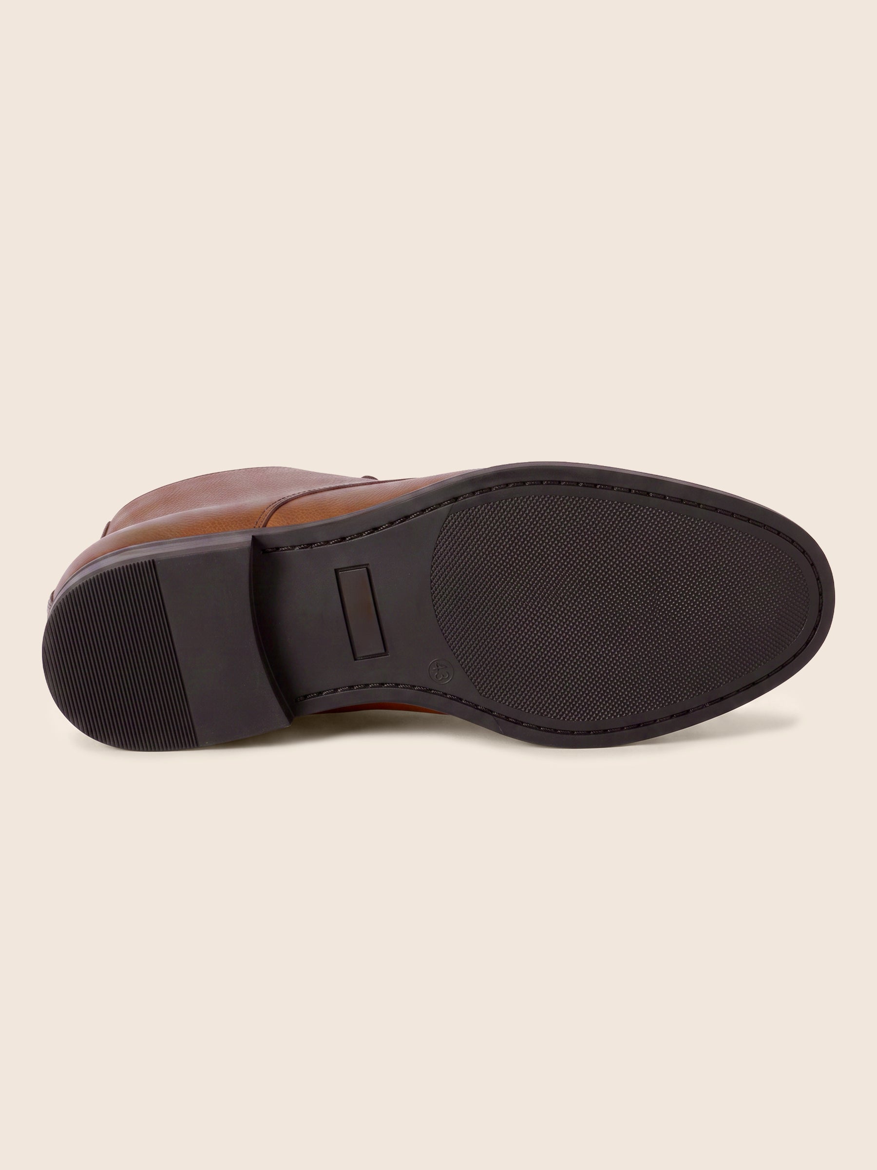 vue dessous desert boots gomme cuir graine cognac jules & jenn