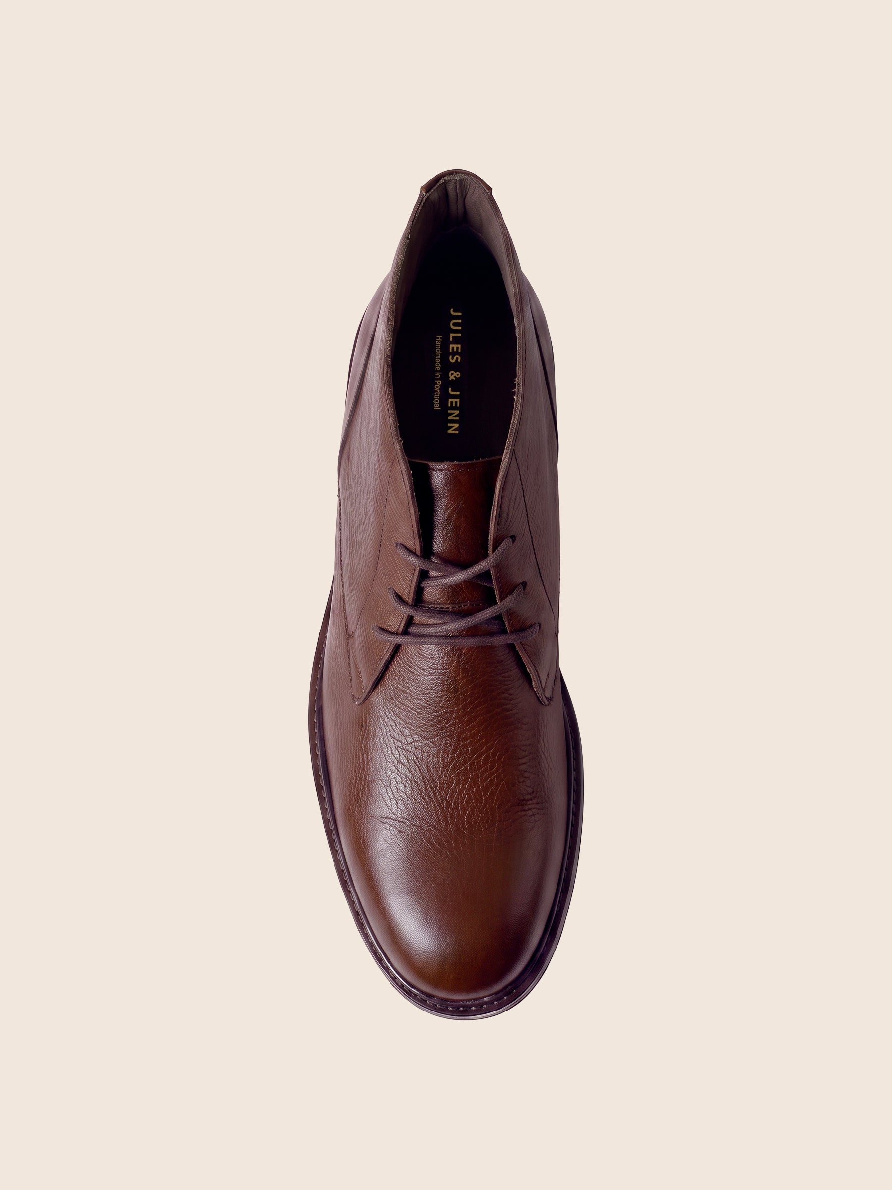 vue dessus desert boots homme cuir graine marron jules & jenn