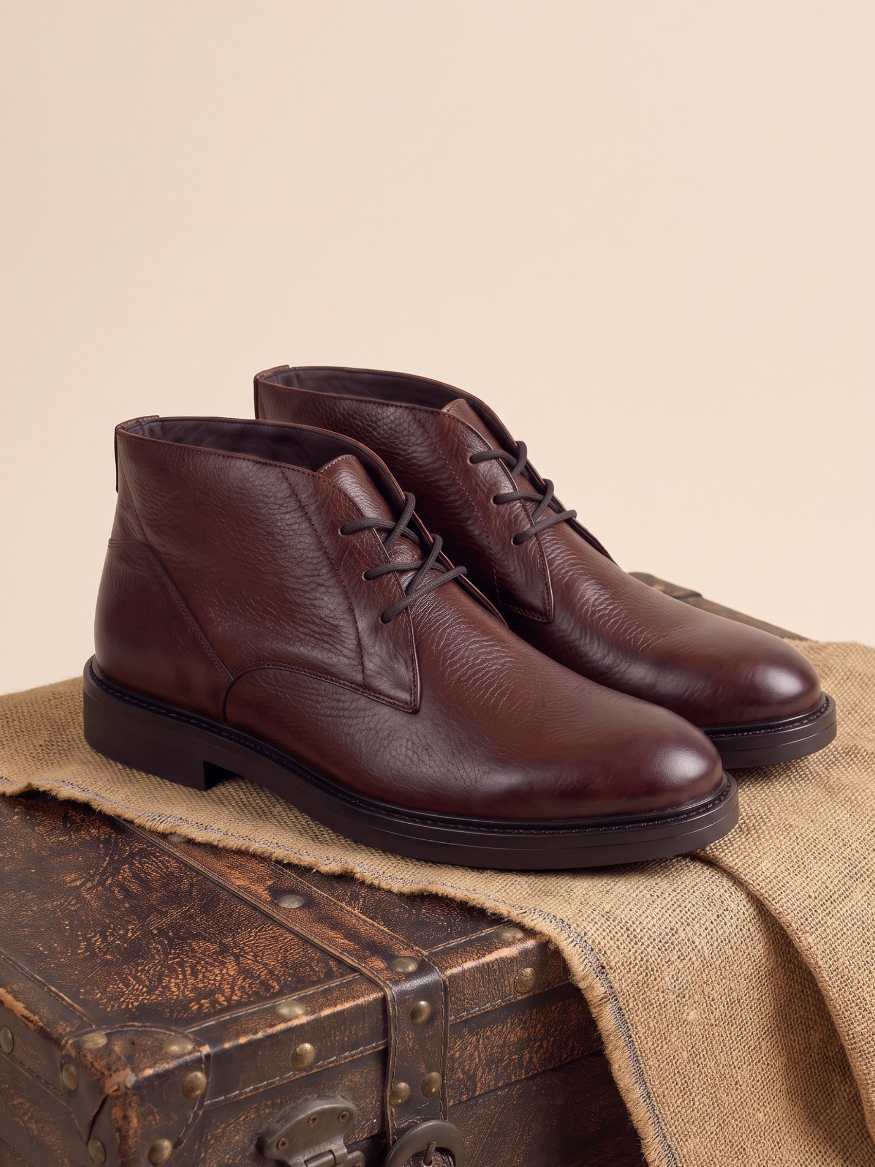 vue posee desert boots homme cuir graine marron jules & jenn