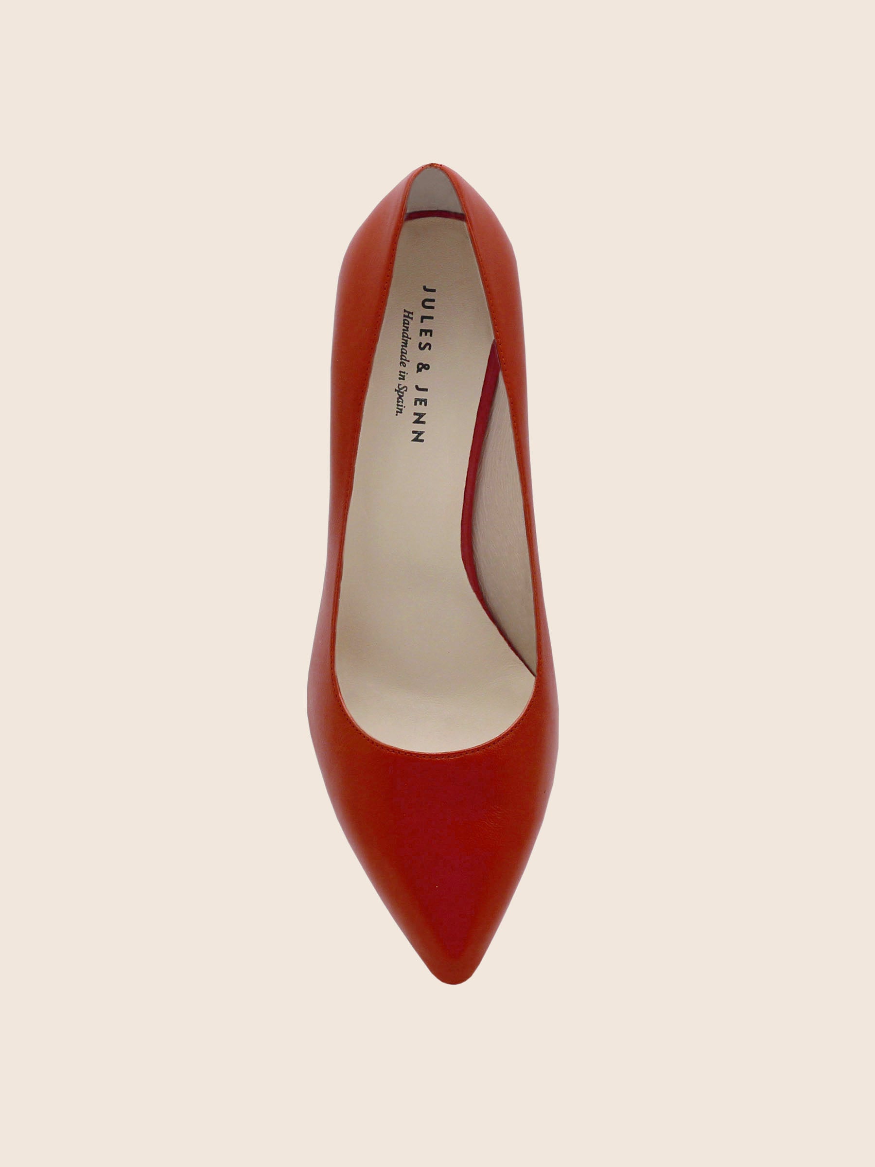 vue dessus escarpins classiques cuir brique jules & jenn