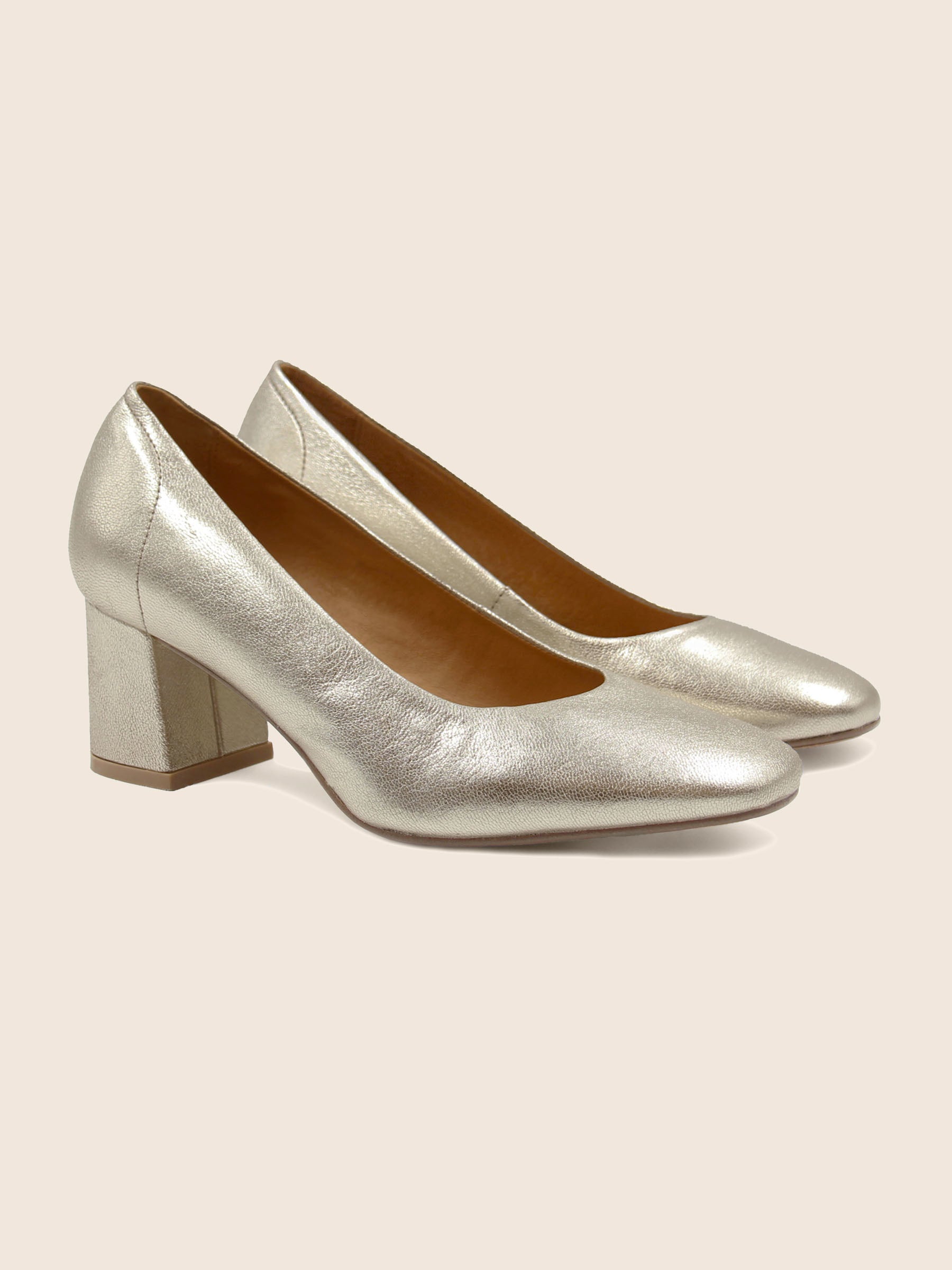 escarpins retro cuir metallise dore jules & jenn