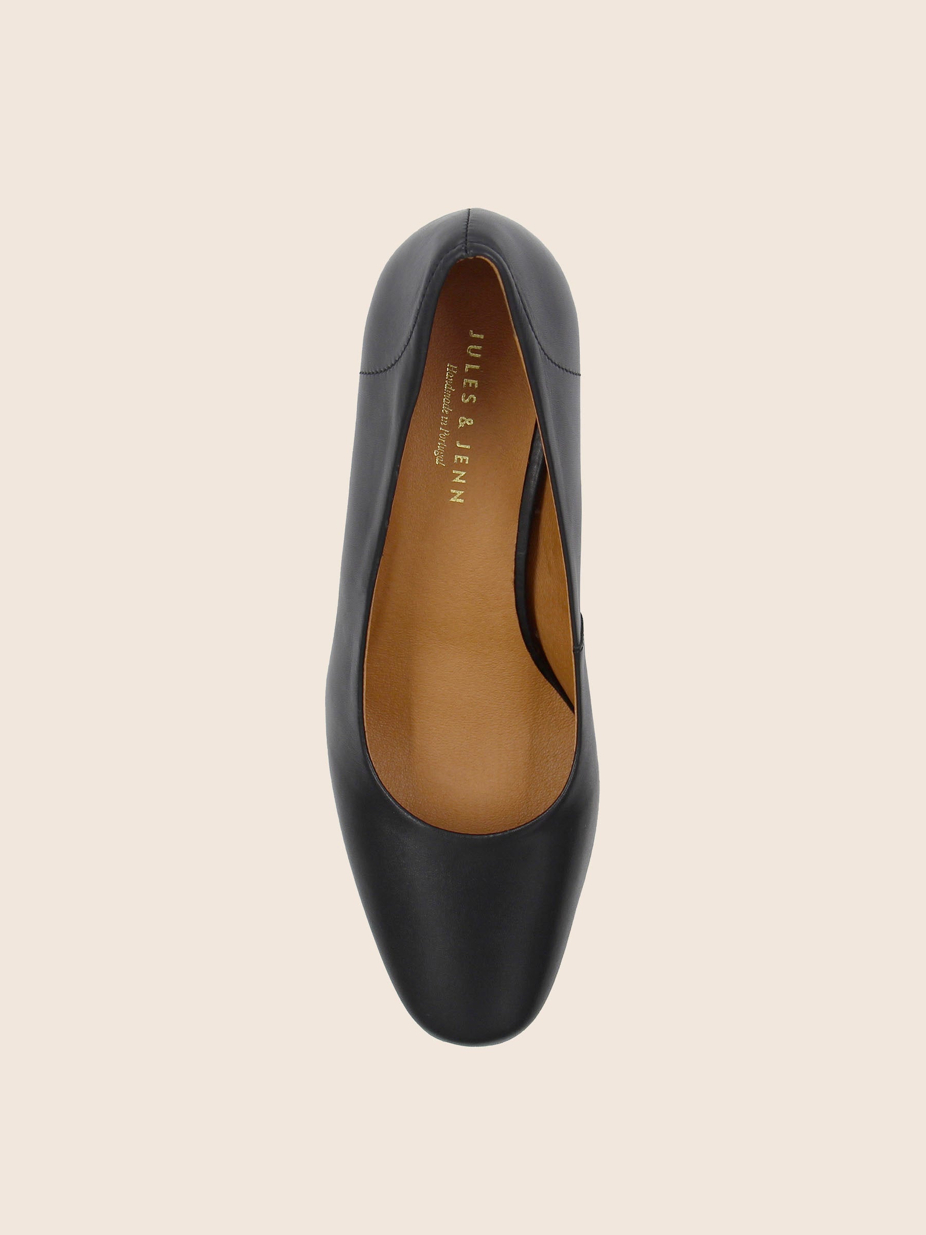 vue dessus escarpins retro cuir noir jules & jenn