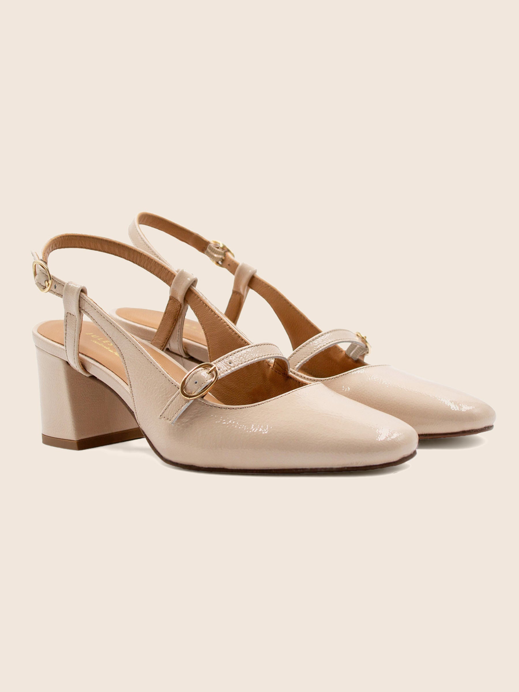 escarpins slingback cuir vernis creme jules & jenn
