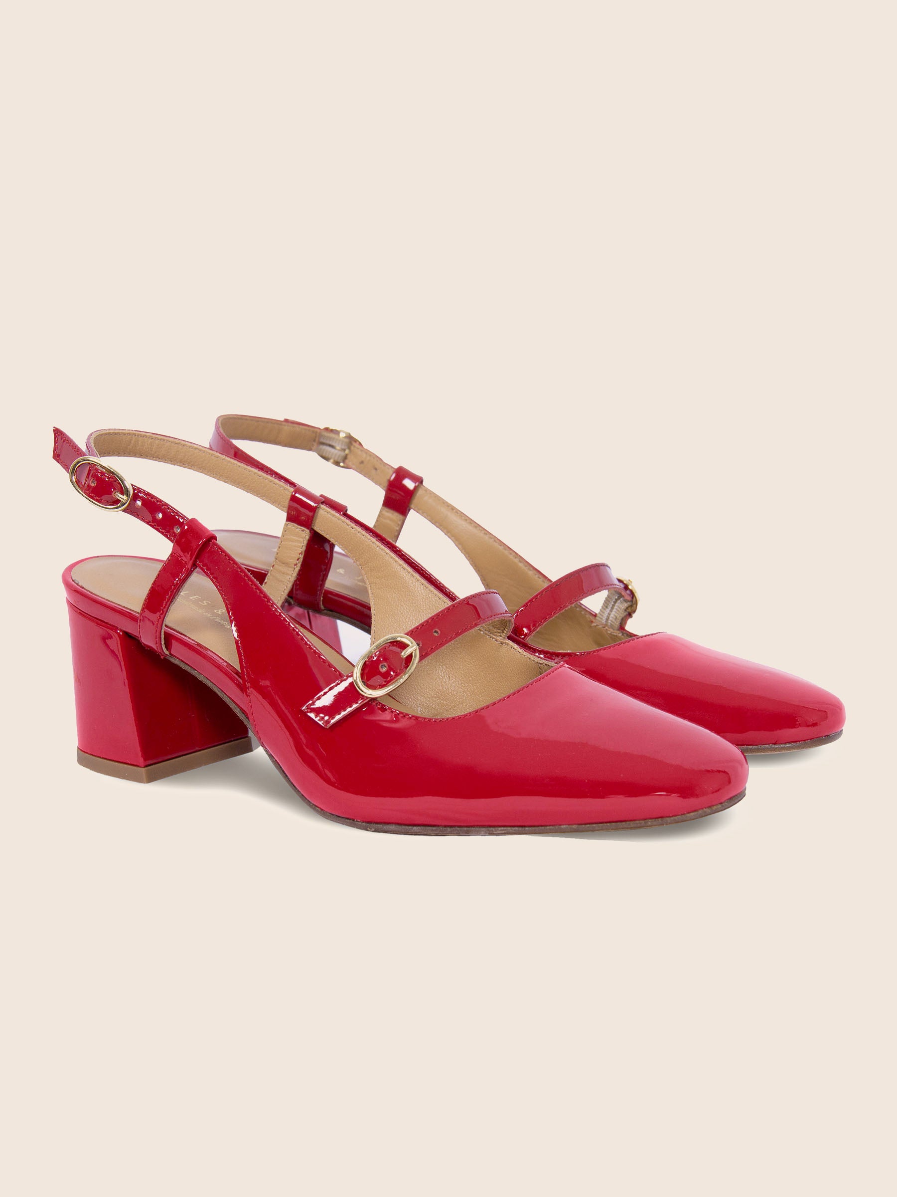 escarpins slingback cuir vernis rouge jules & jenn