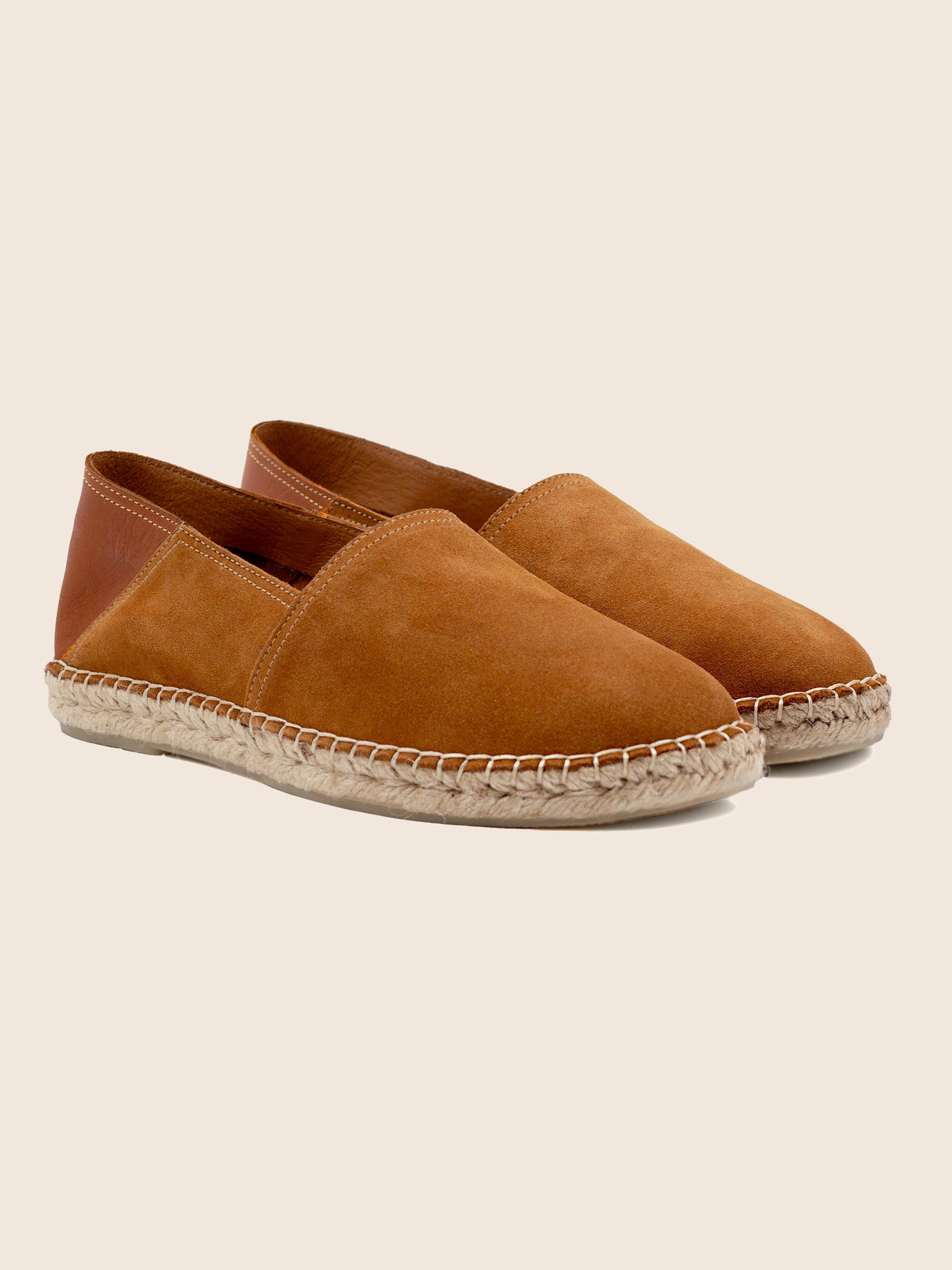 Espadrilles cuir daim cognac