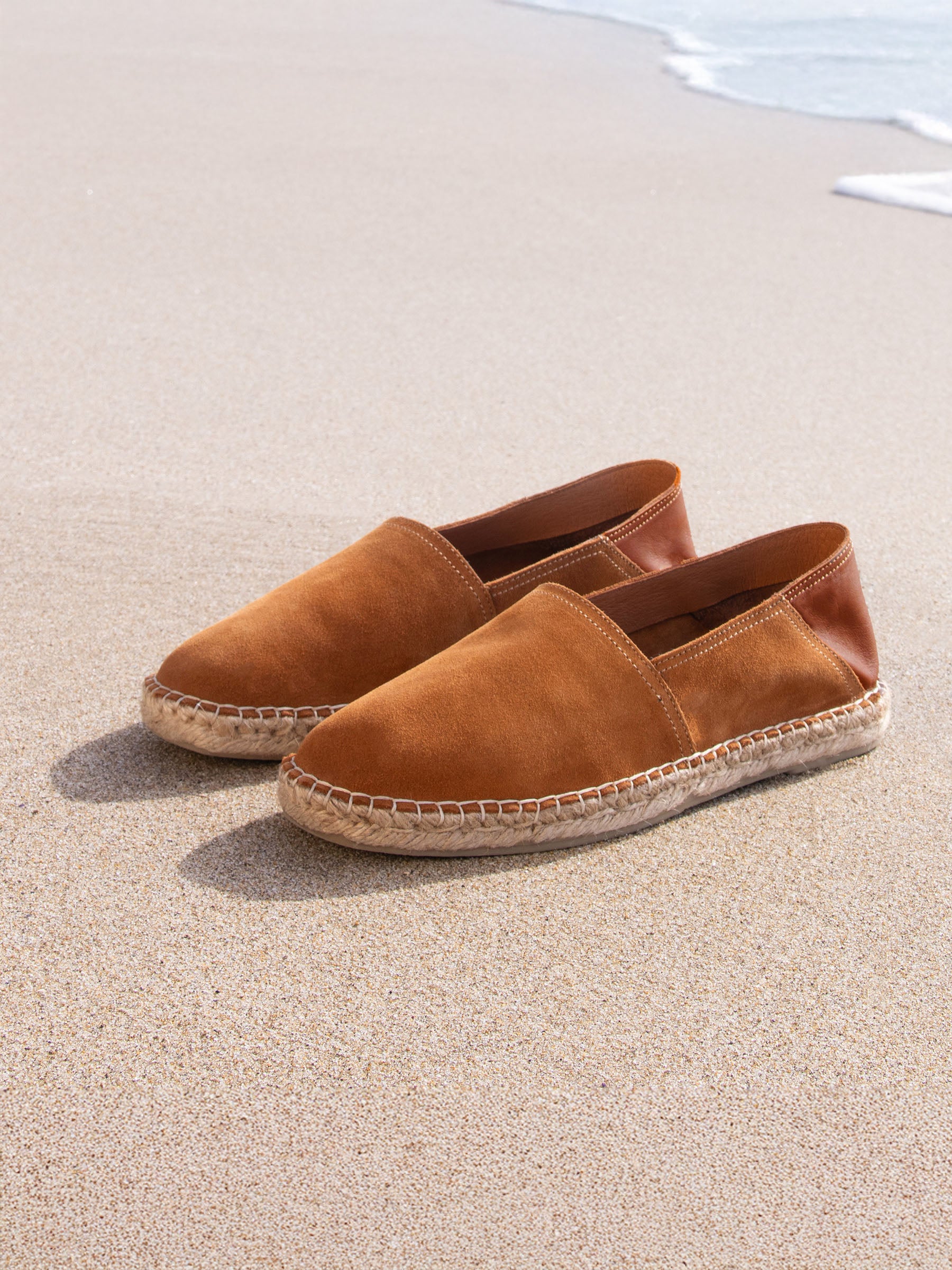 Espadrilles cuir daim cognac