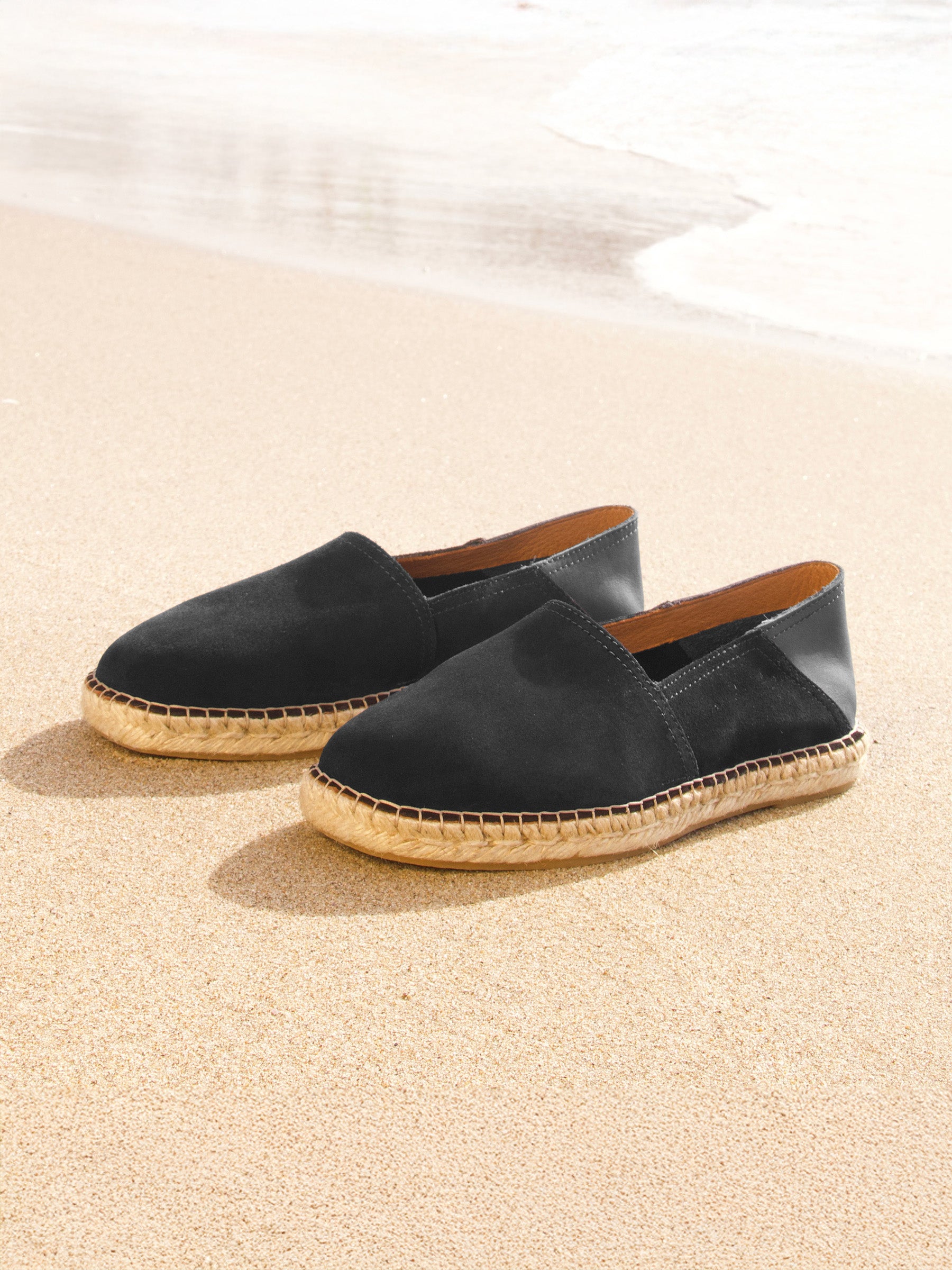 vue posée espadrilles homme cuir daim noir jules & jenn