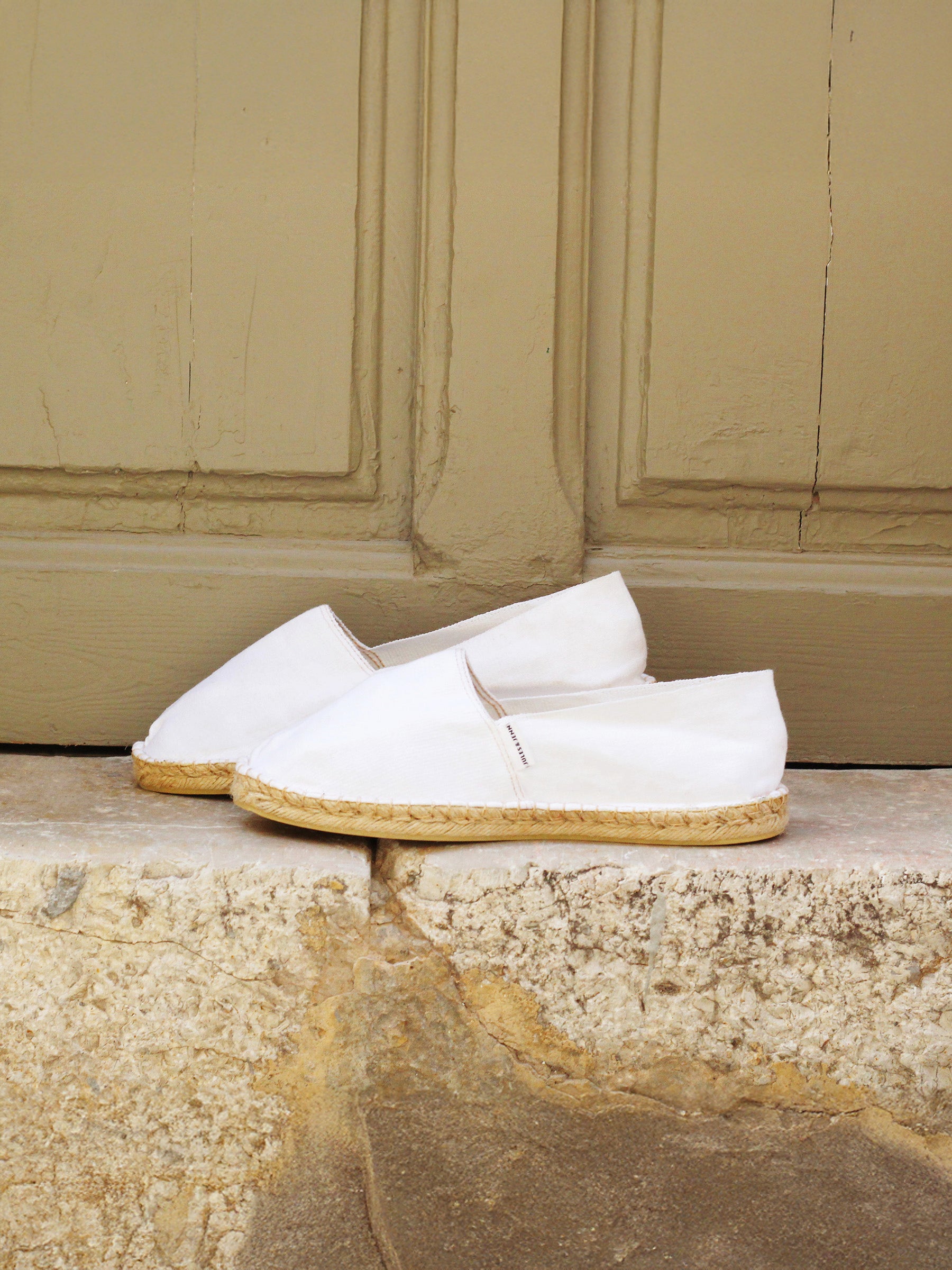 vue posée espadrilles toile coton blanche jules & jenn