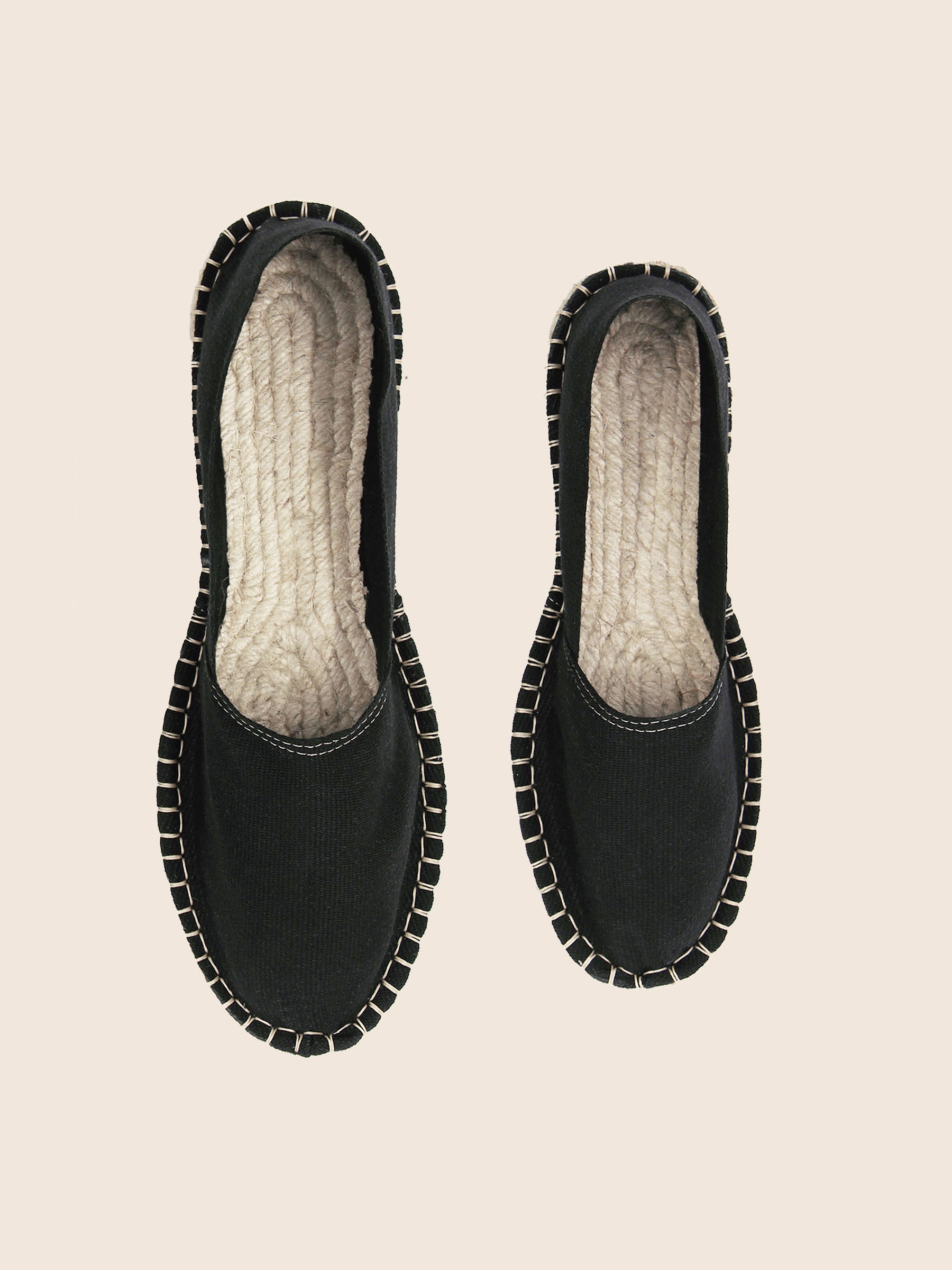 vue dessus espadrilles toile de coton noir jules & jenn