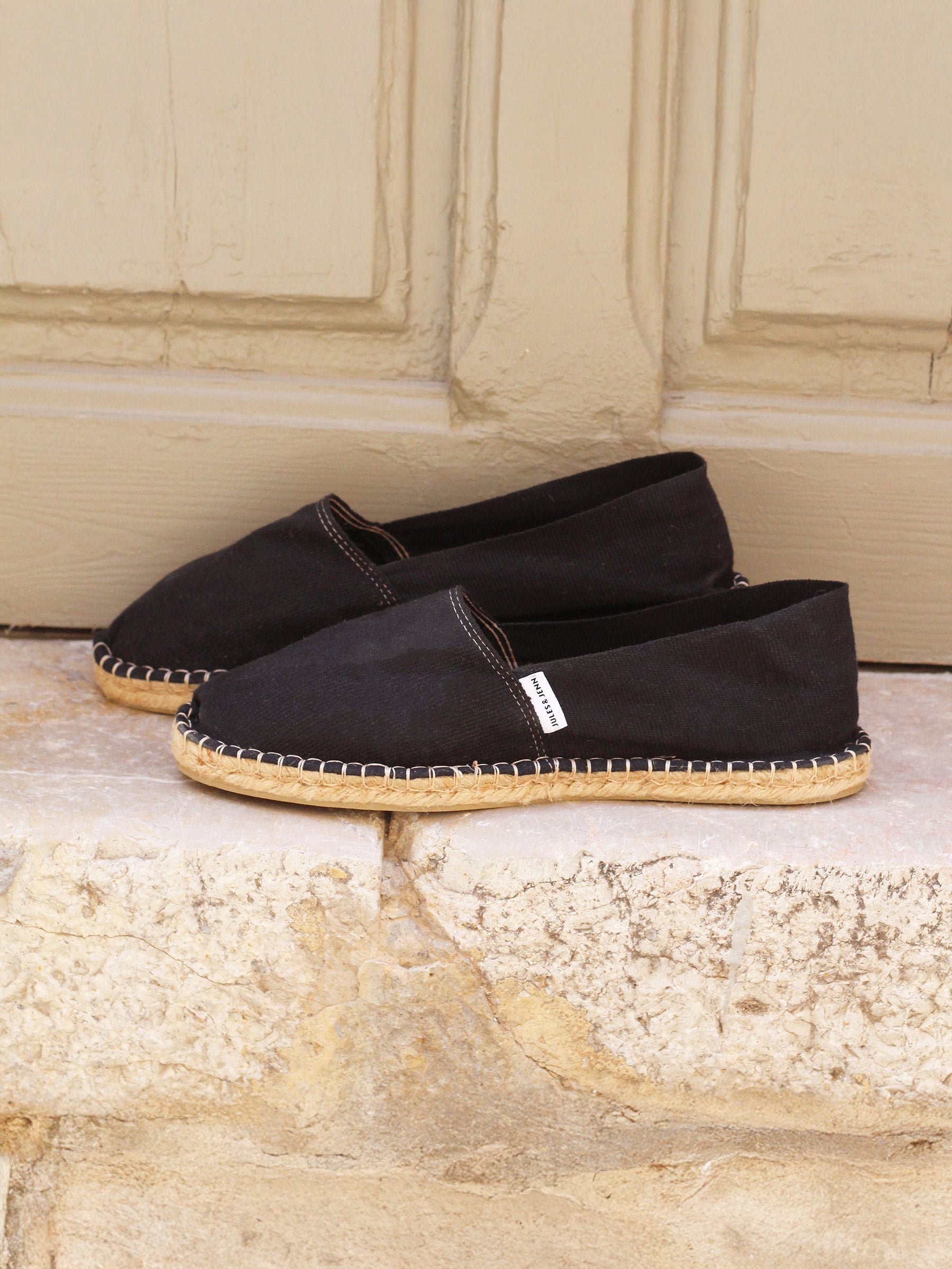 vue posée espadrilles toile coton noir jules & jenn