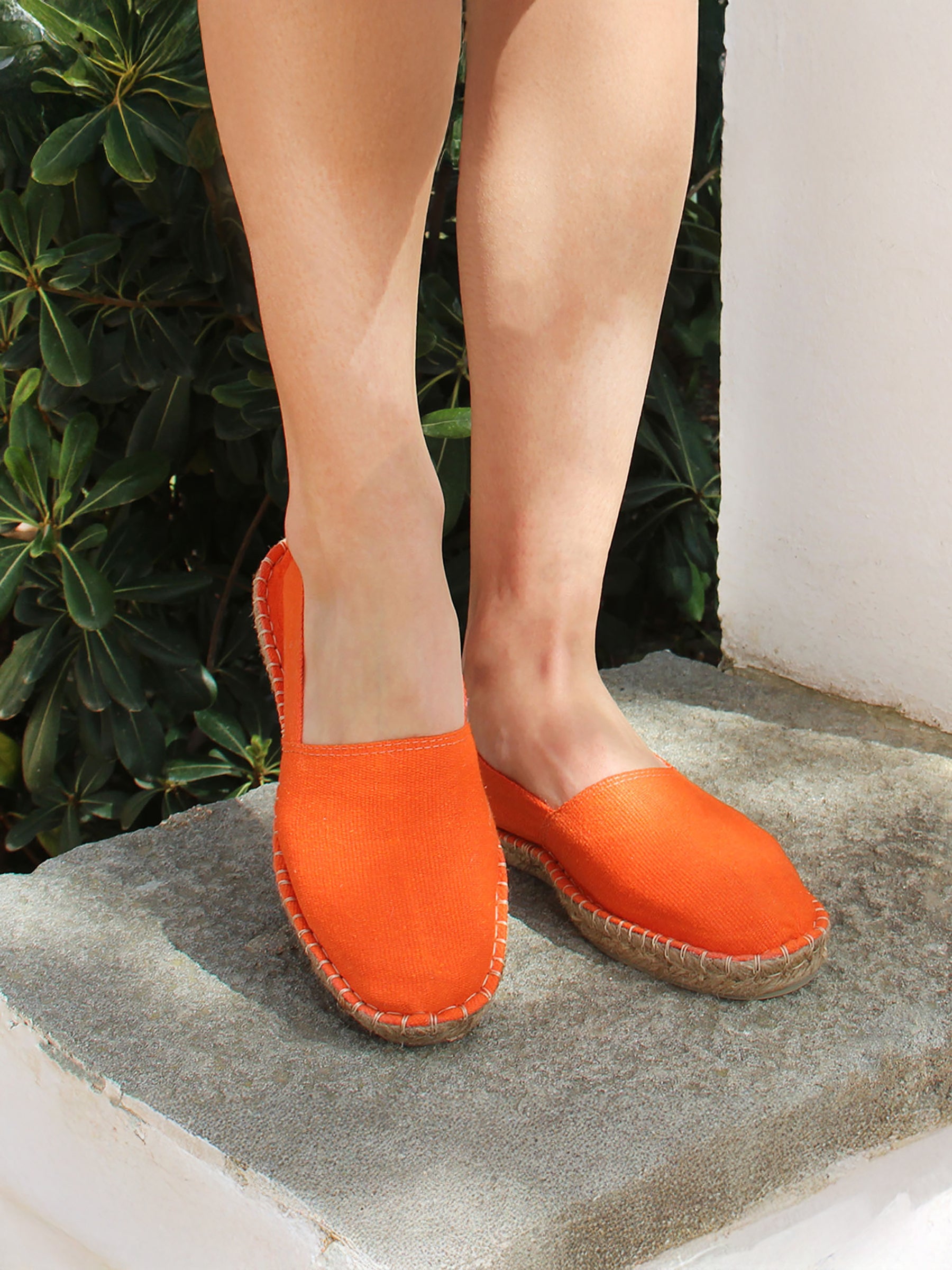 vue portée espadrilles toile coton orange jules & jenn