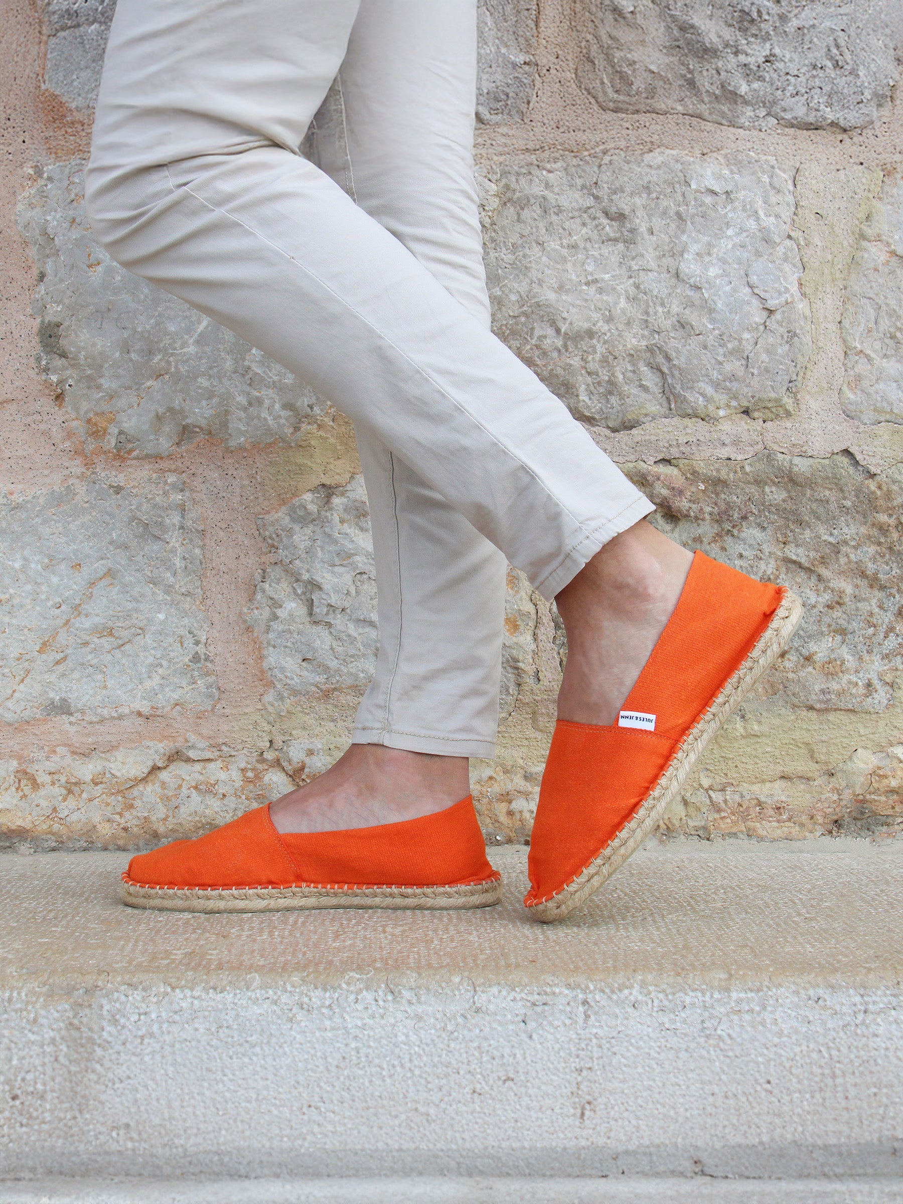 vue portée espadrilles toile coton orange jules & jenn