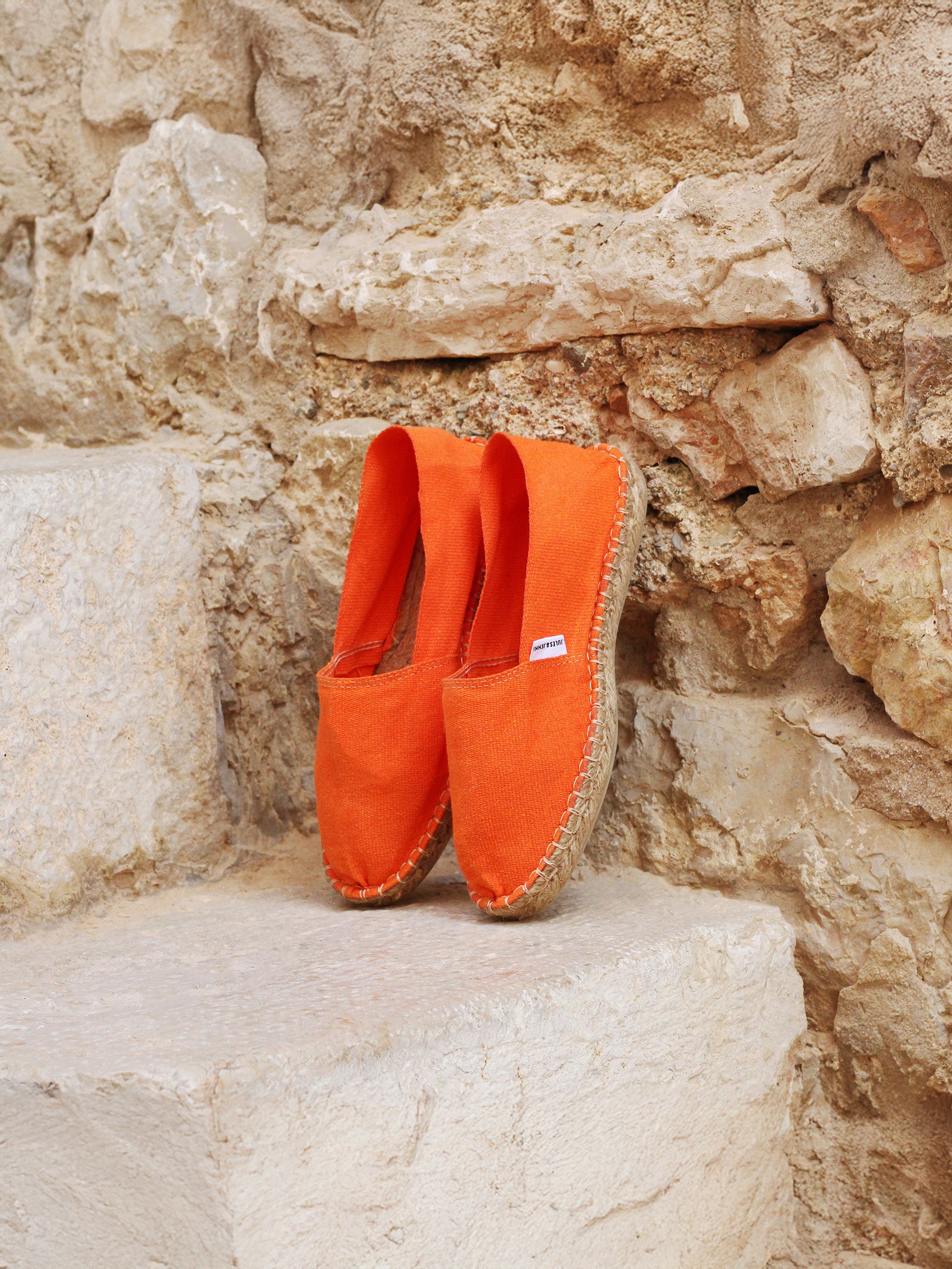 vue posée espadrilles toile coton orange jules & jenn