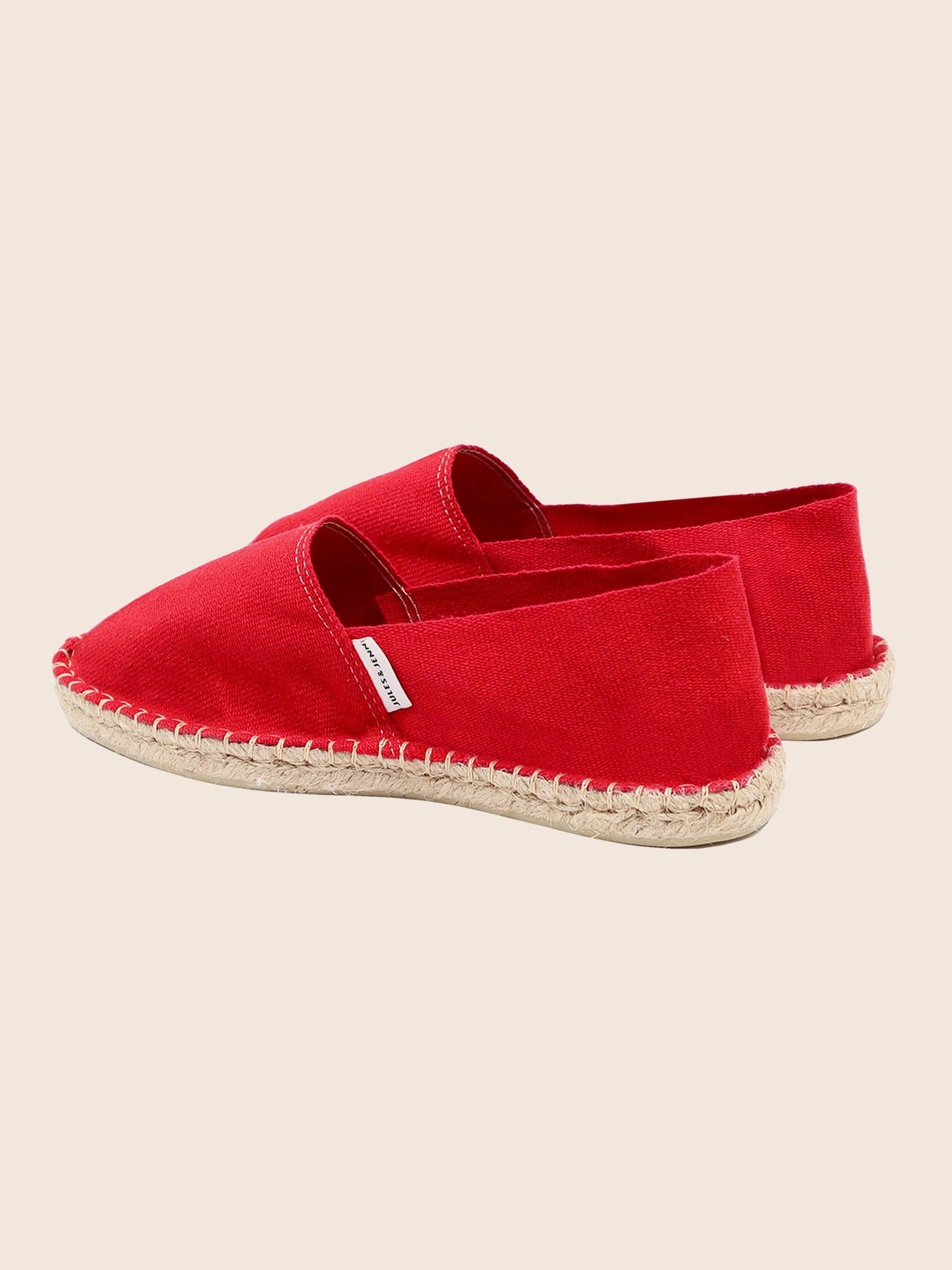 vue arriere espadrilles toile de coton rouge jules & jenn