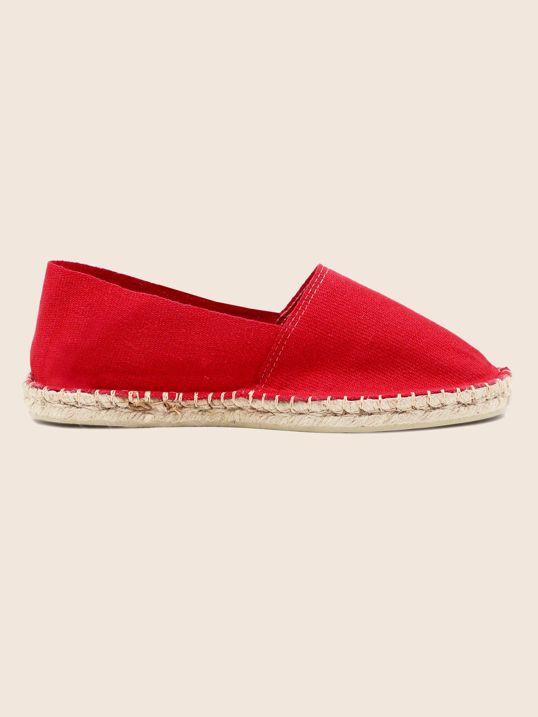vue dessus espadrilles toile de coton rouge jules & jenn