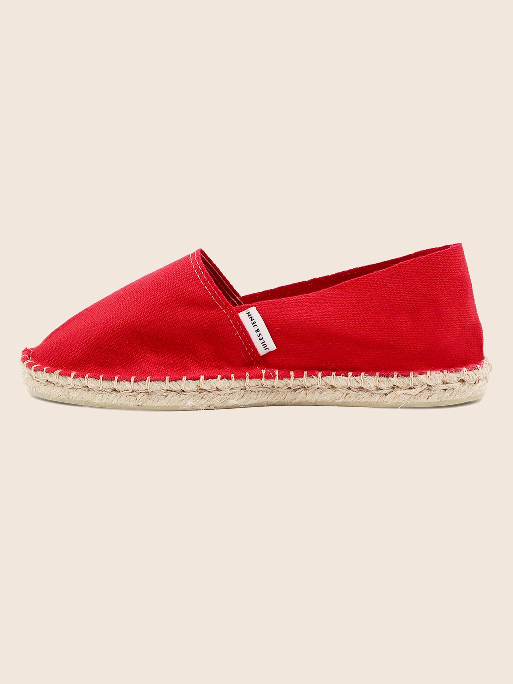 vue interieur espadrilles toile de coton rouge jules & jenn