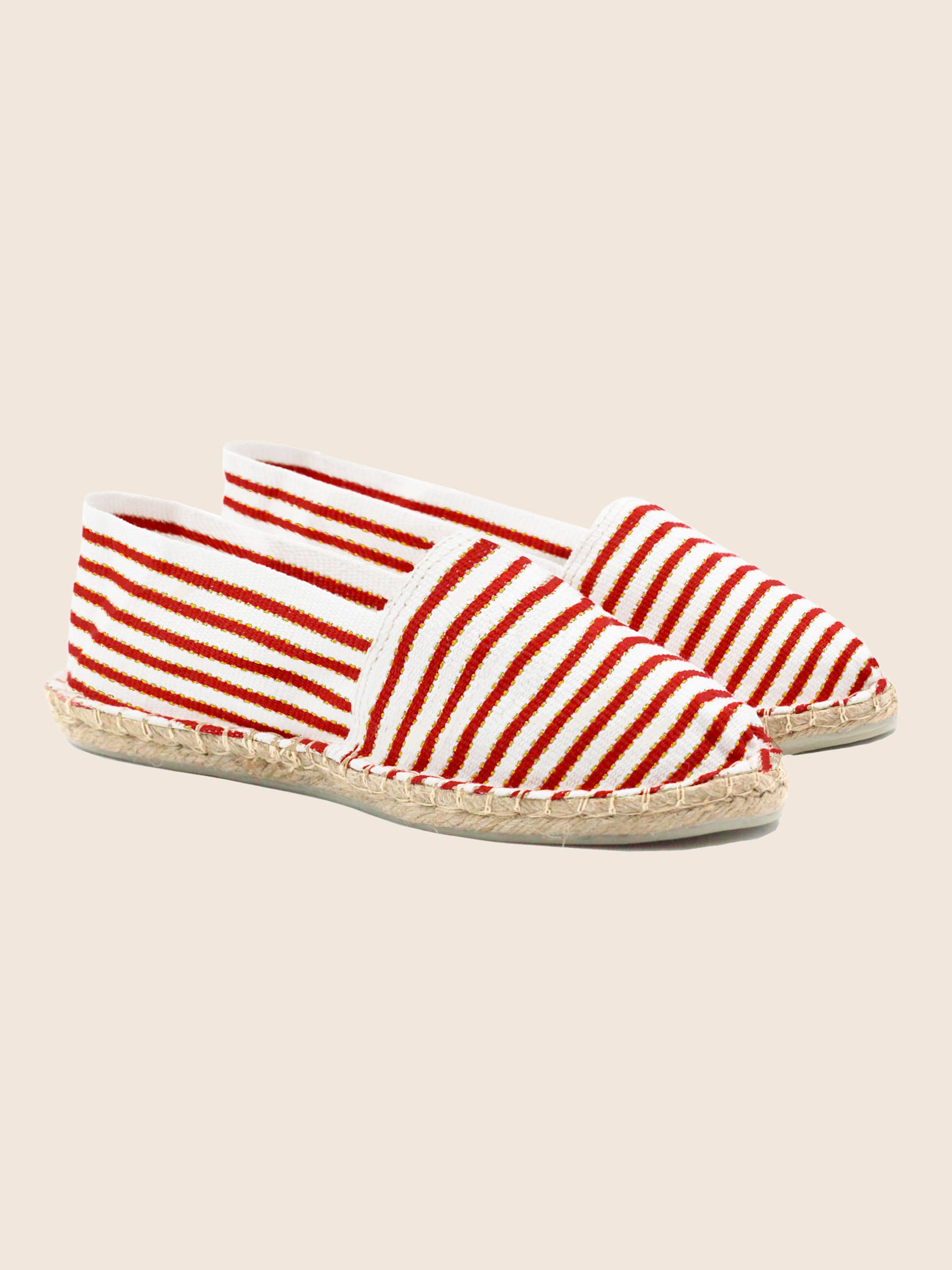 espadrilles toile coton rouge dore jules & jenn