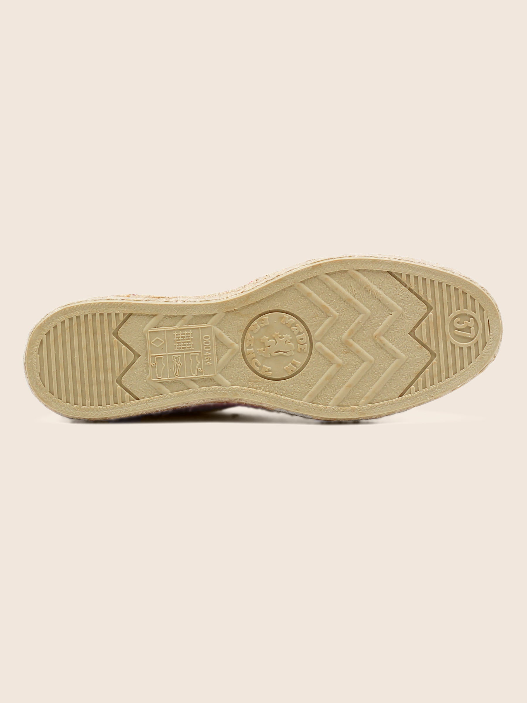 vue dessous espadrilles toile coton rouge dore jules & jenn