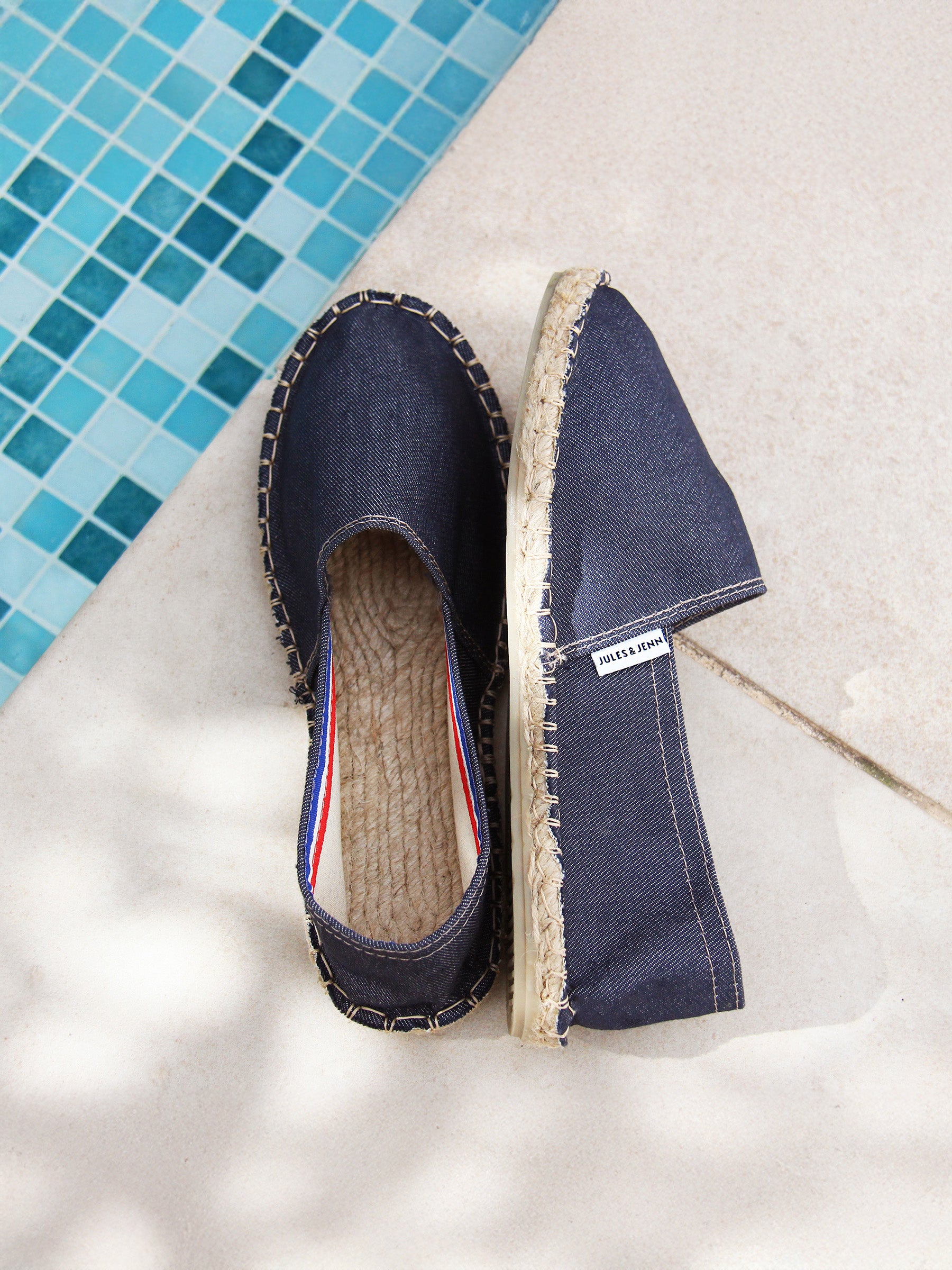 vue posée espadrilles toile jean bleu jules & jenn