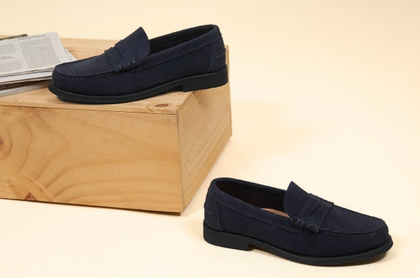 Mocassins homme en daim bleu JULES & JENN - sélection fête des pères