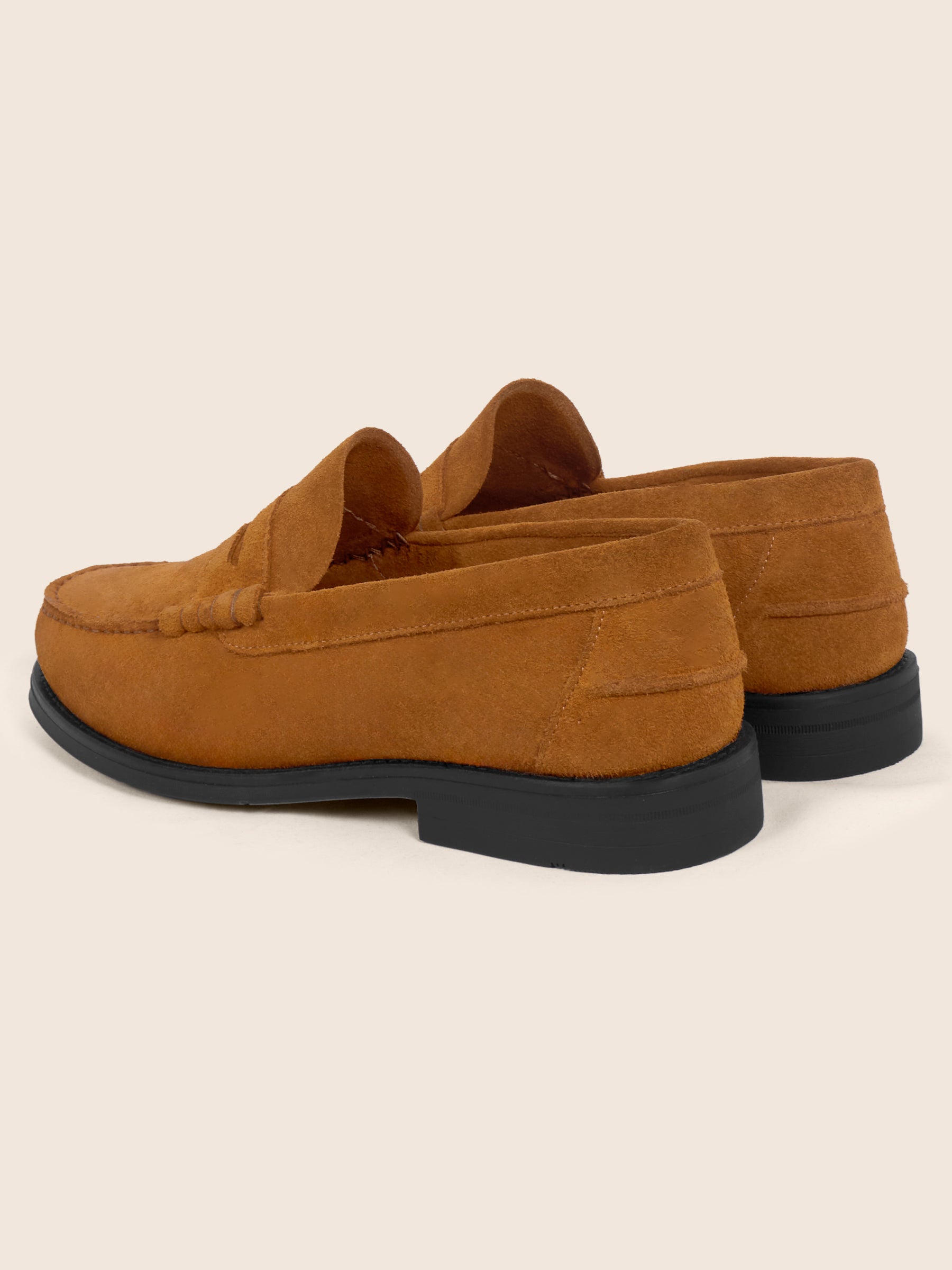 photo vue arrière mocassins college cuir daim cognac jules & jenn