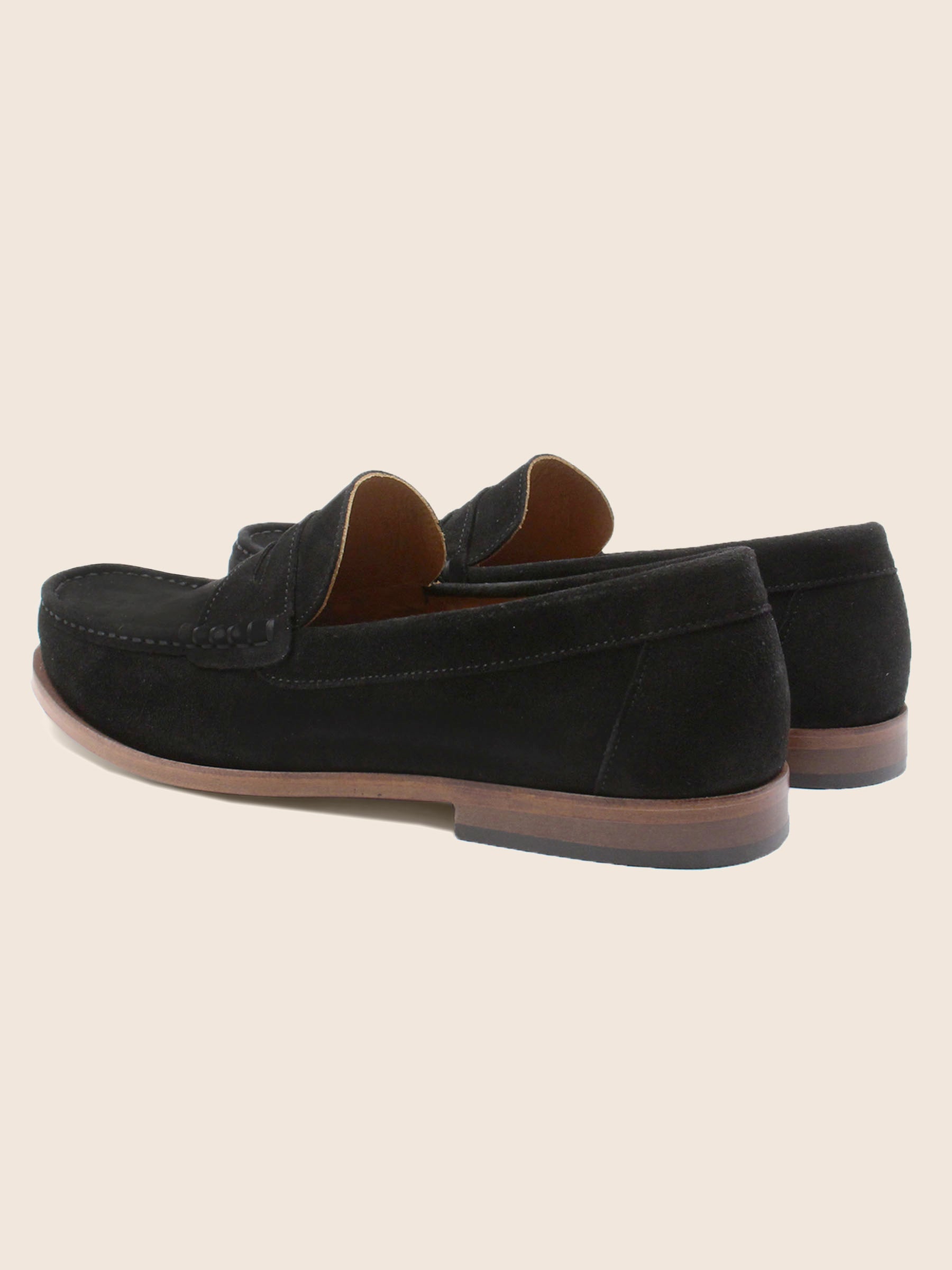 vue arrière mocassins contemporains cuir daim noir jules & jenn