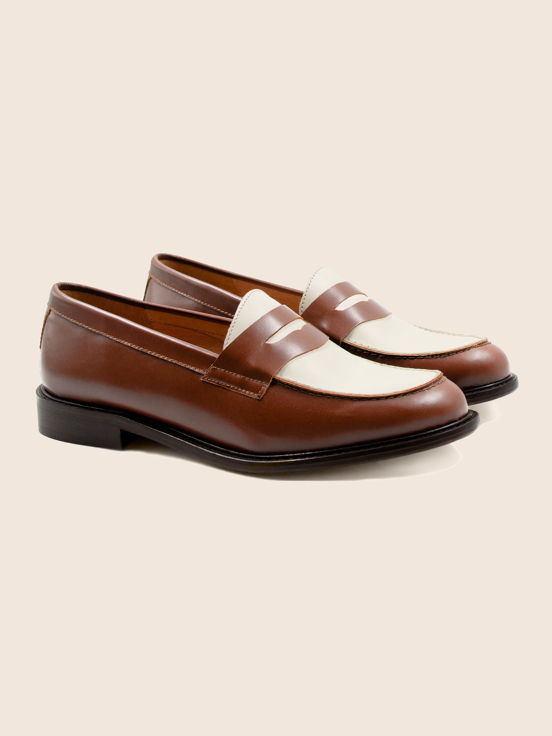 mocassins cuir cognac blanc jules jenn