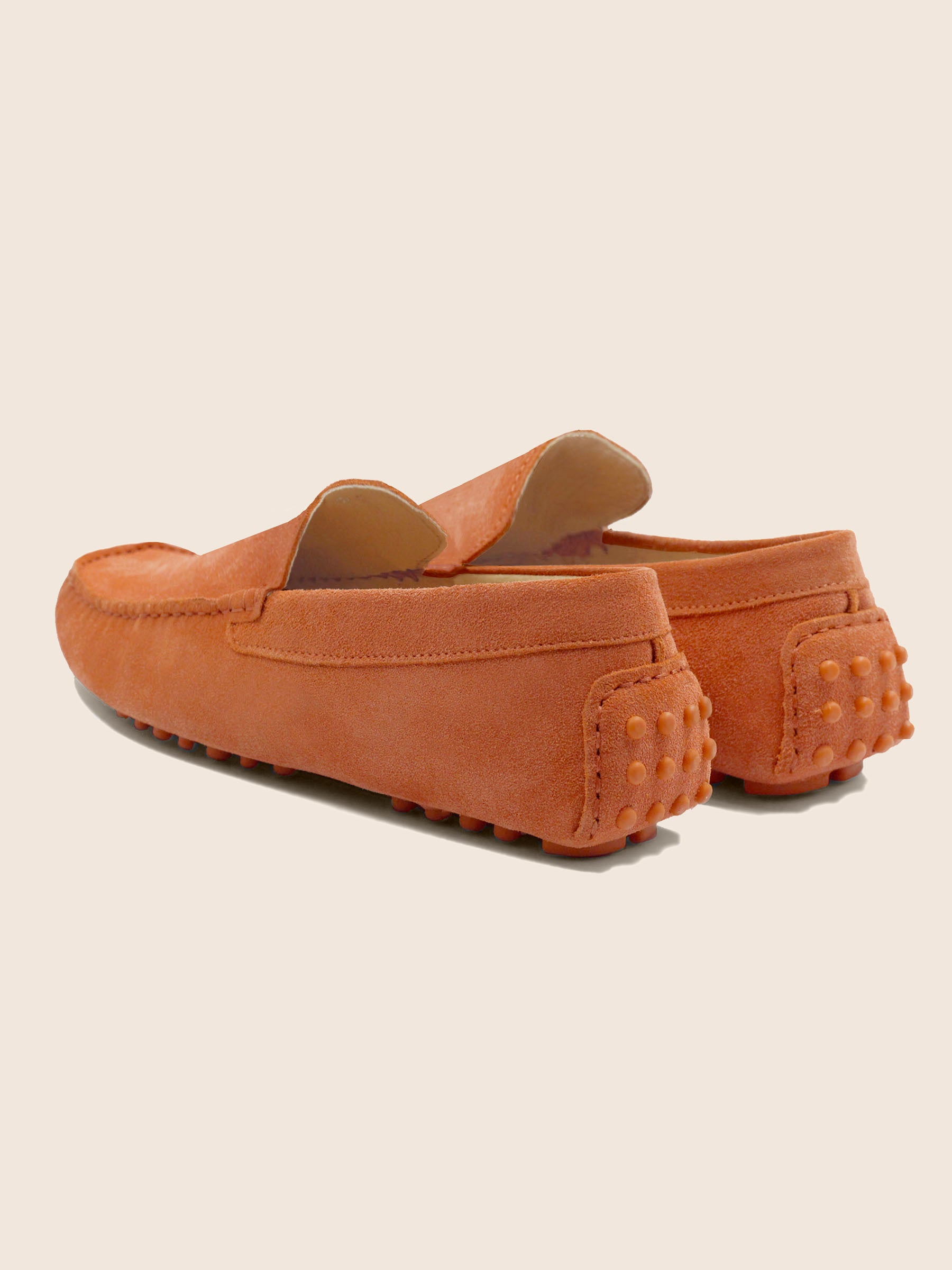 vue arriere mocassins cuir daim orange jules & jenn