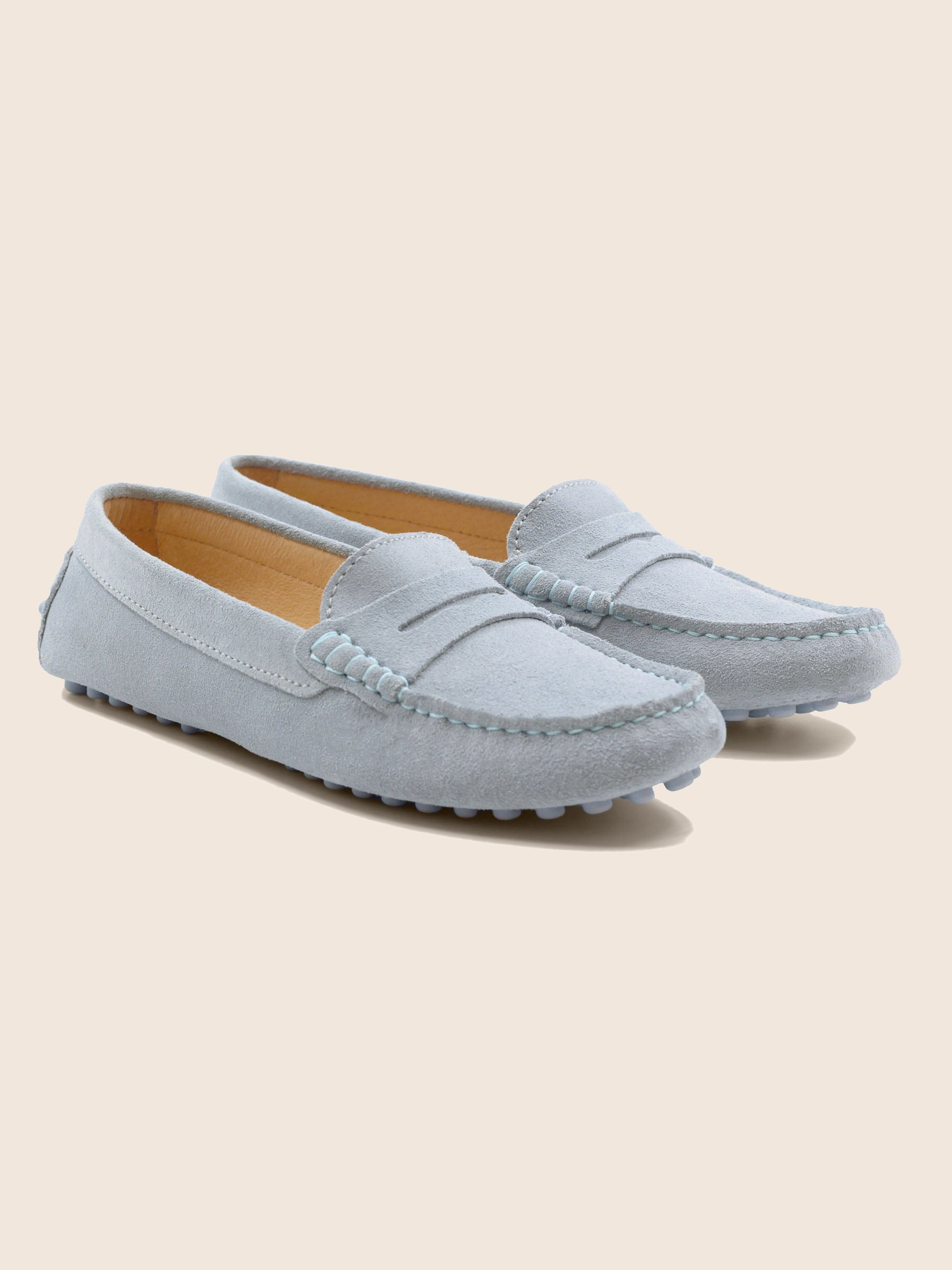 mocassins femme cuir daim bleu clair jules & jenn