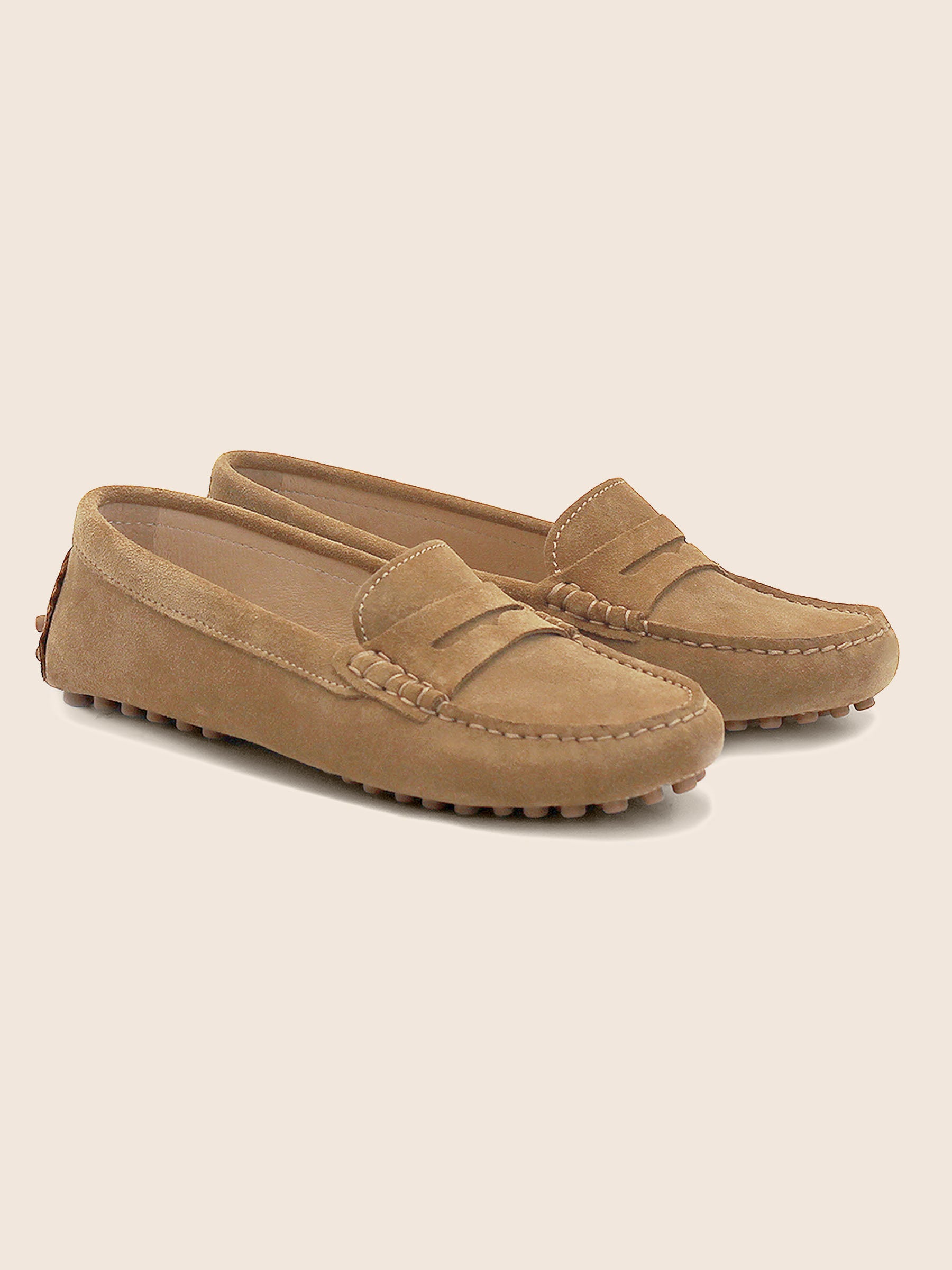 mocassins femme cuir daim marron clair jules & jenn
