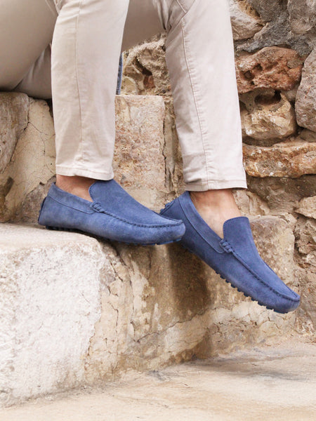 Mocassins De Conduite Garçon J.CREW Crewcuts - Bleu Cobalt Daim - Taille 9 Neufs Sous Emballage