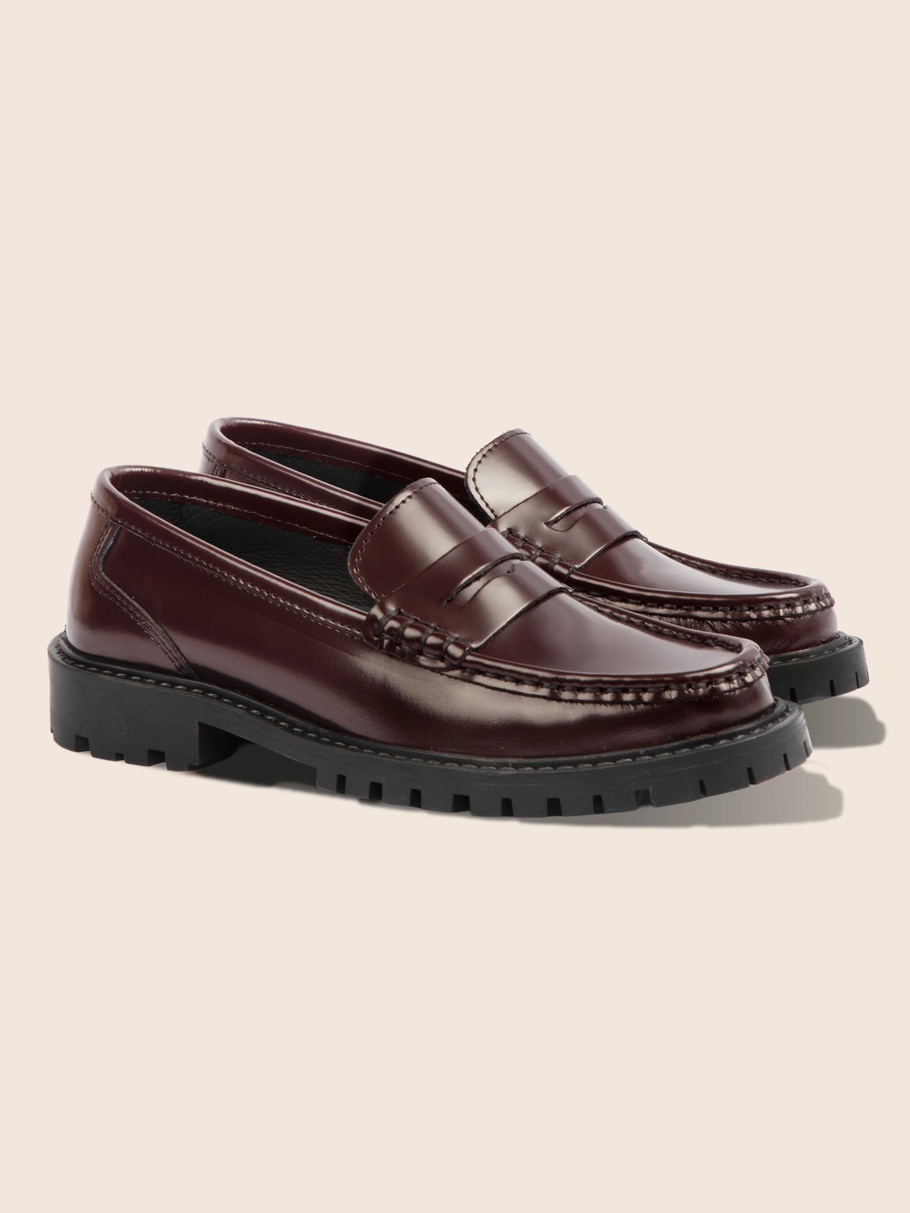 mocassins cuir vernis bordeaux jules & jenn