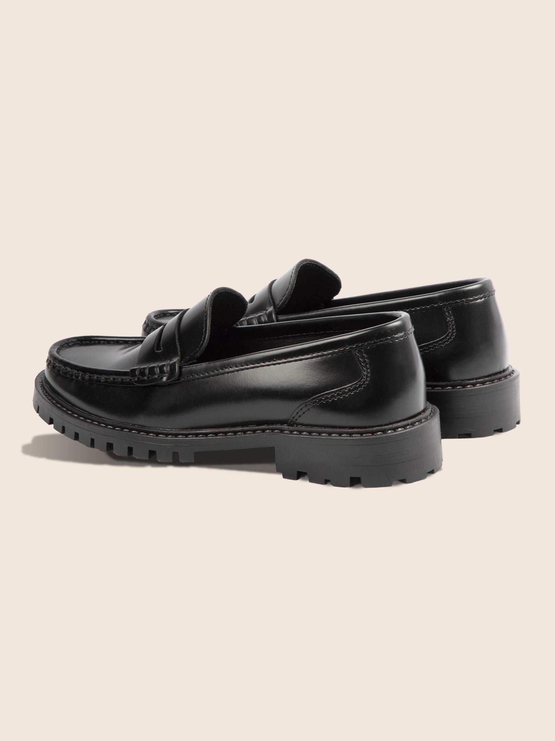 vue arrière mocassins cuir vernis noir jules & jenn