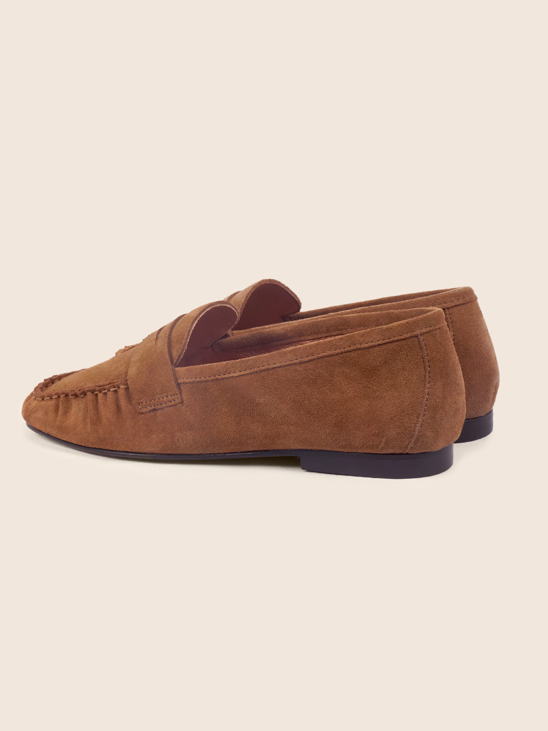 photo vue arrière mocassins plissés thais cuir daim cognac jules jenn