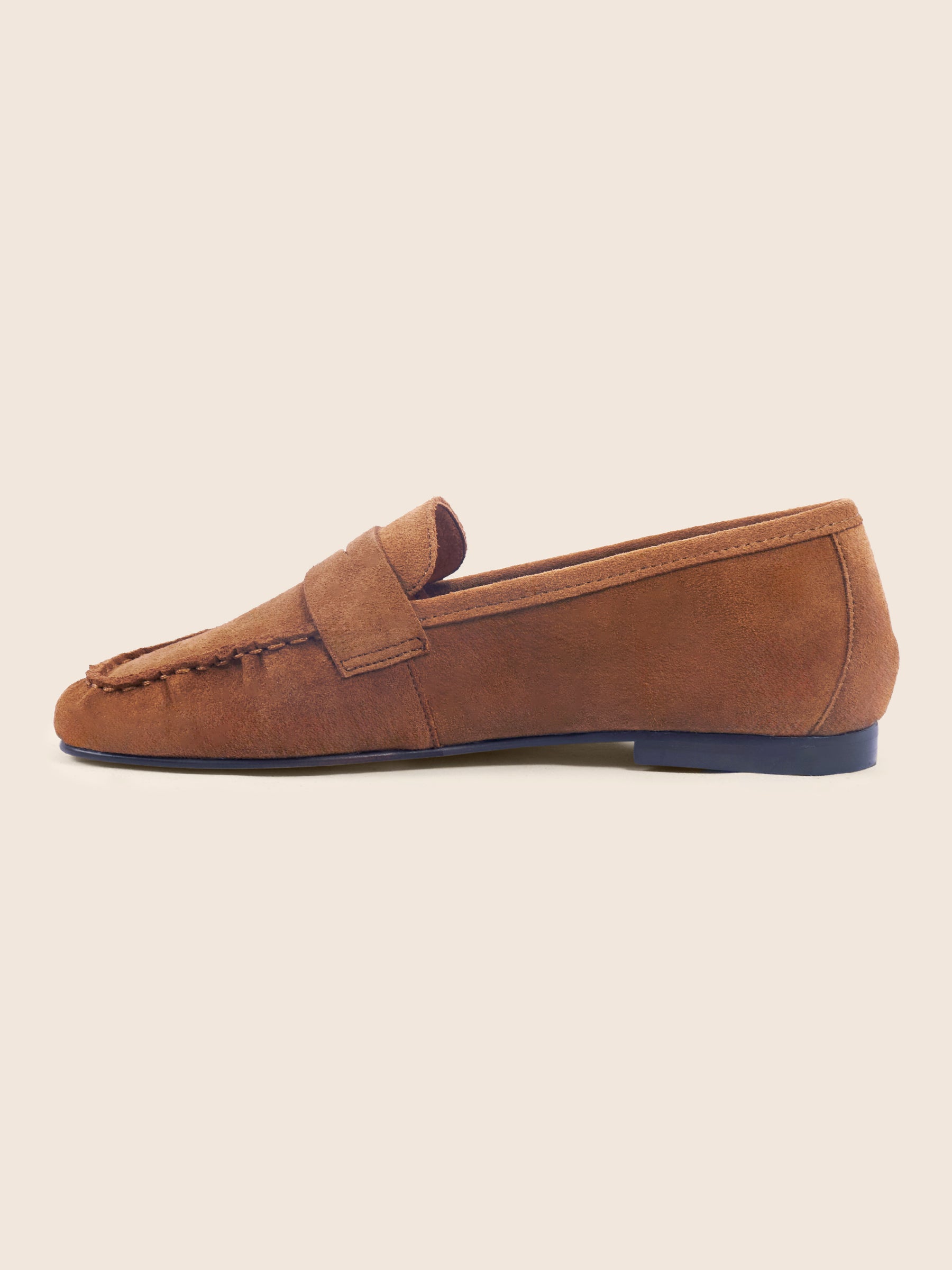 photo vue intérieure mocassins plissés thais cuir daim cognac jules jenn