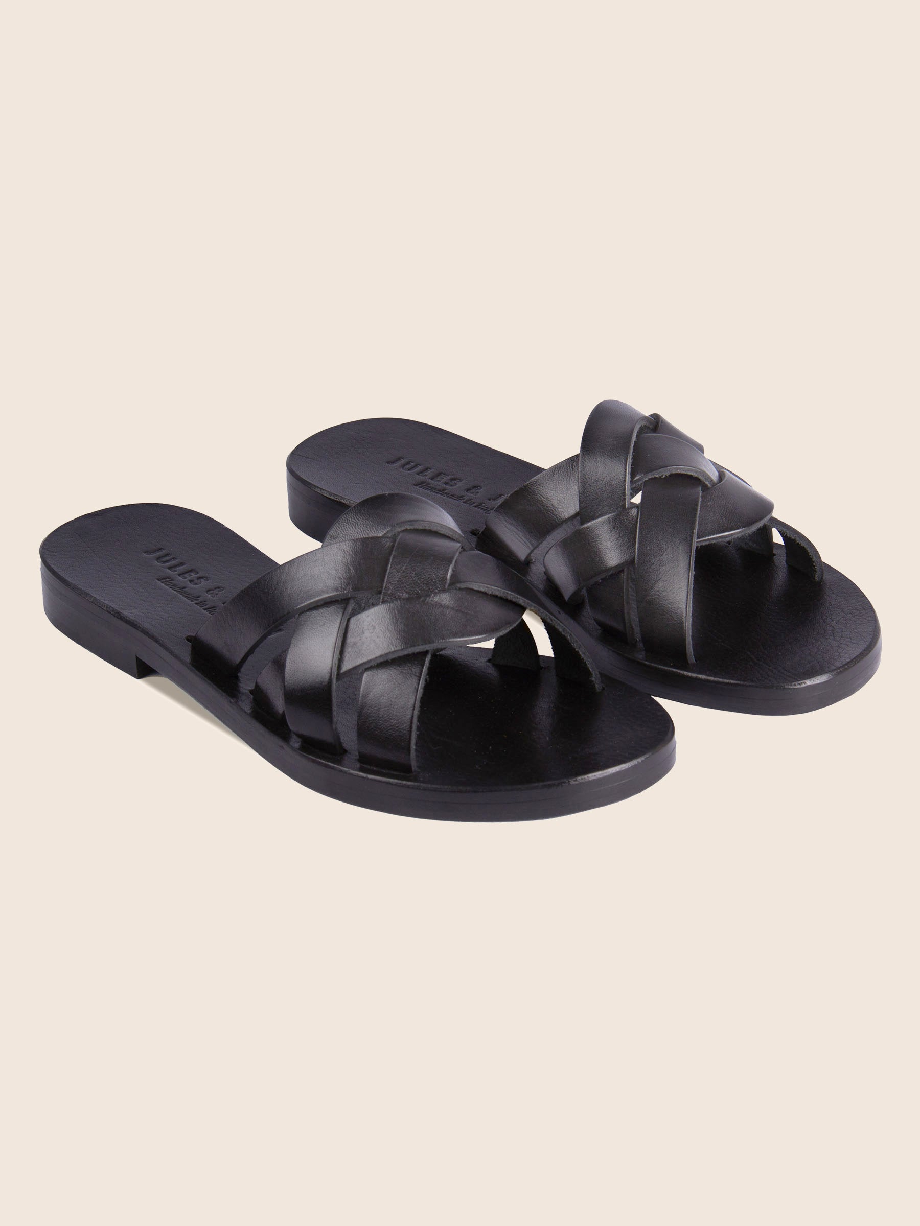 mules plates brides cuir noir jules & jenn