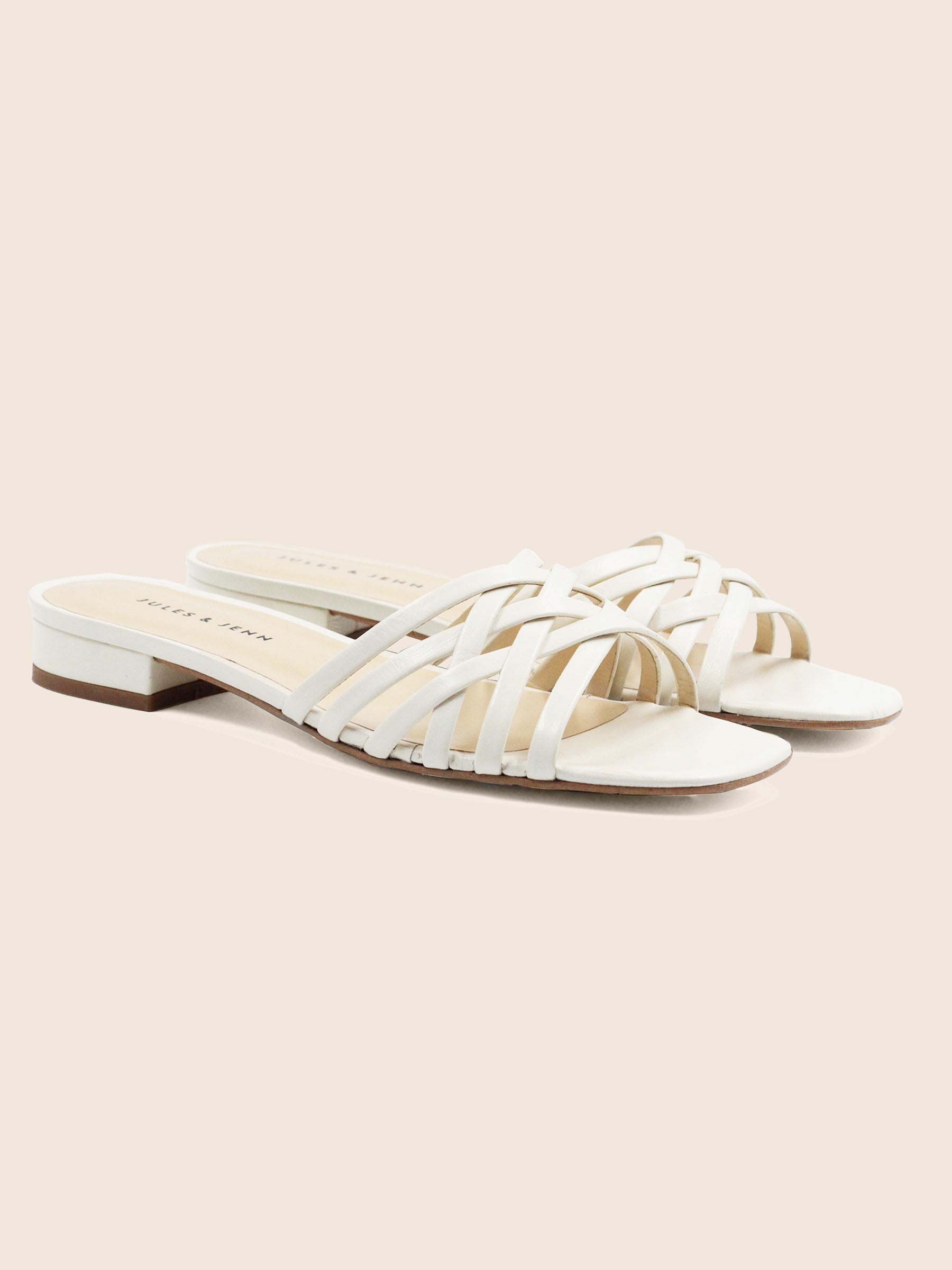 mules plates multibrides cuir blanc jules & jenn