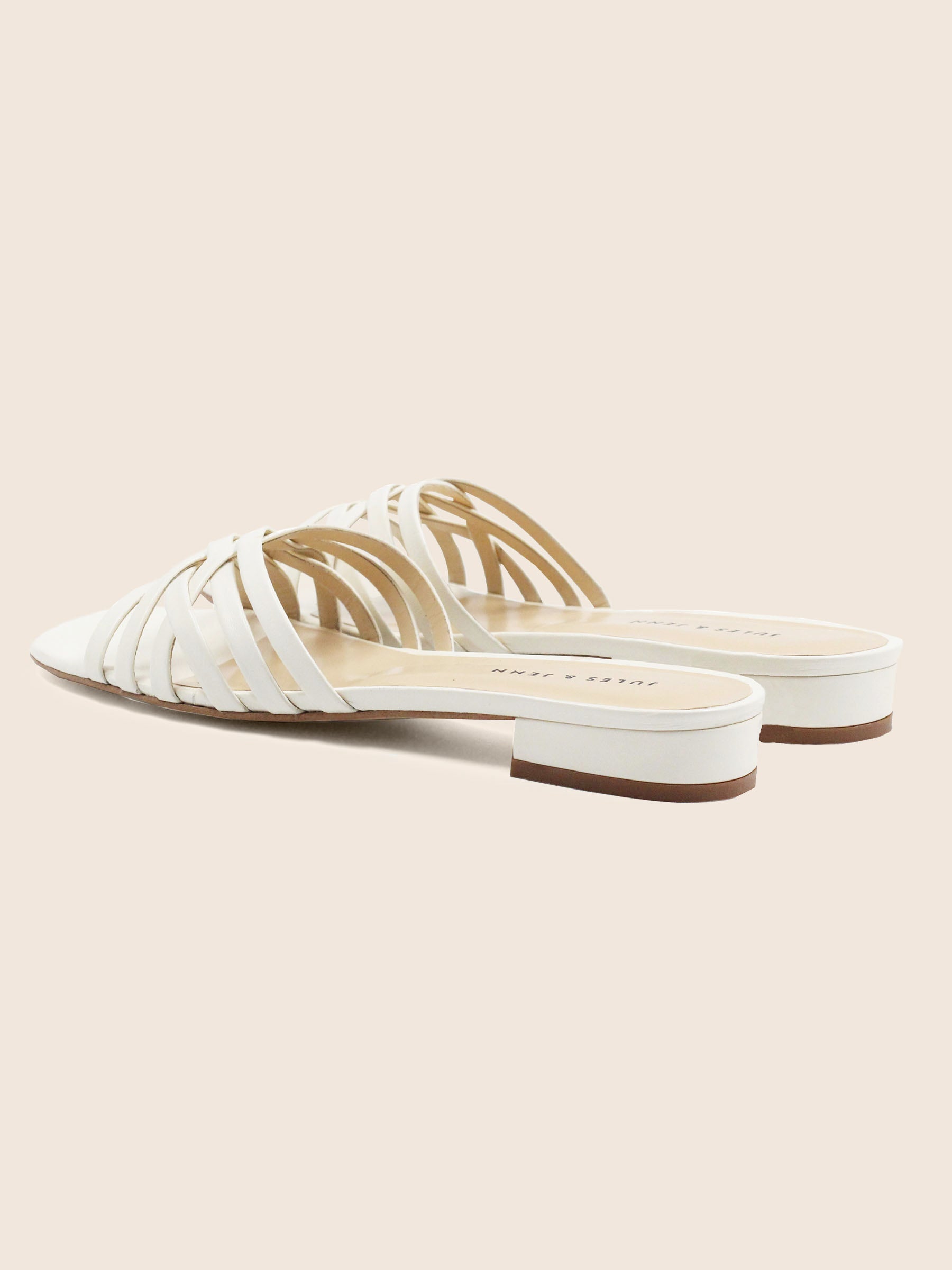 vue arriere mules plates multibrides cuir blanc jules & jenn