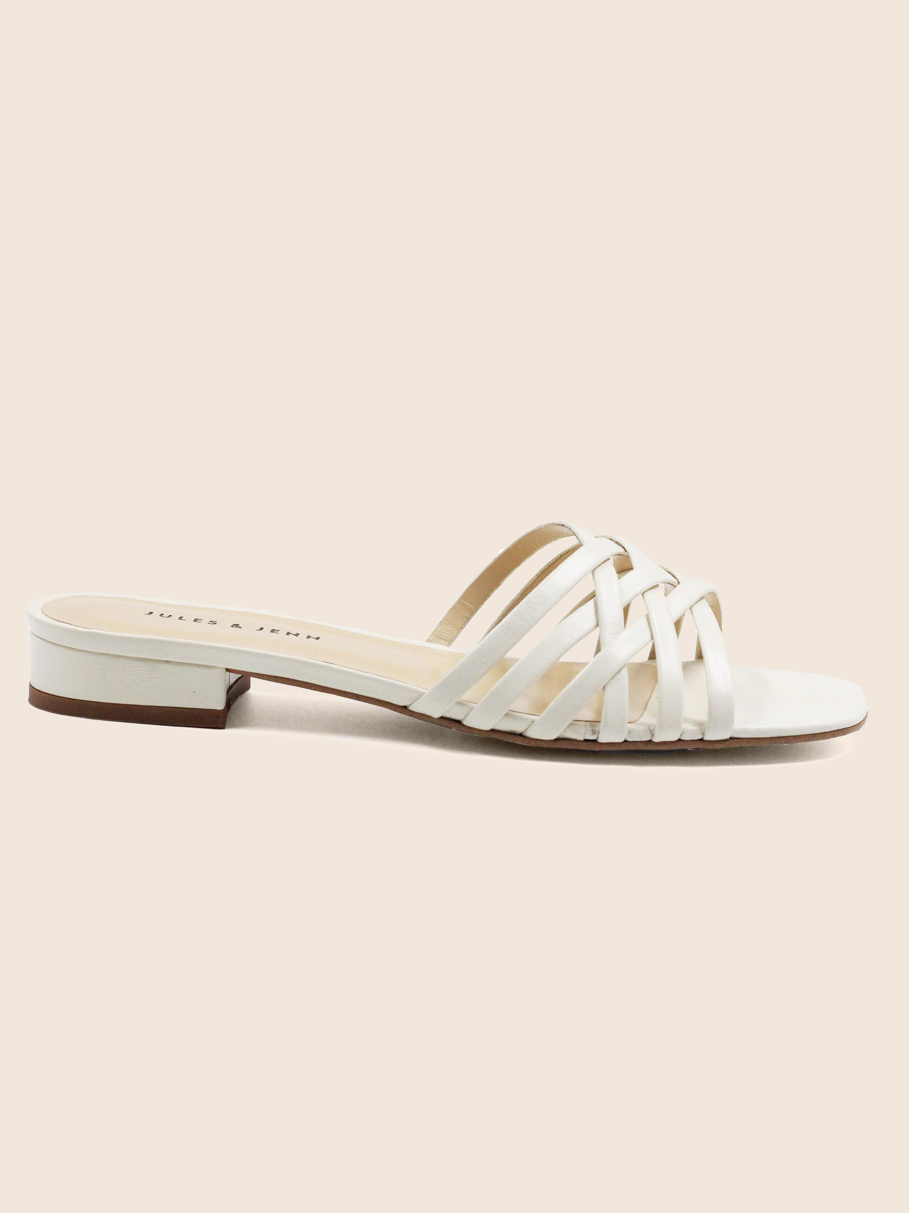vue exterieur mules plates multibrides cuir blanc jules & jenn