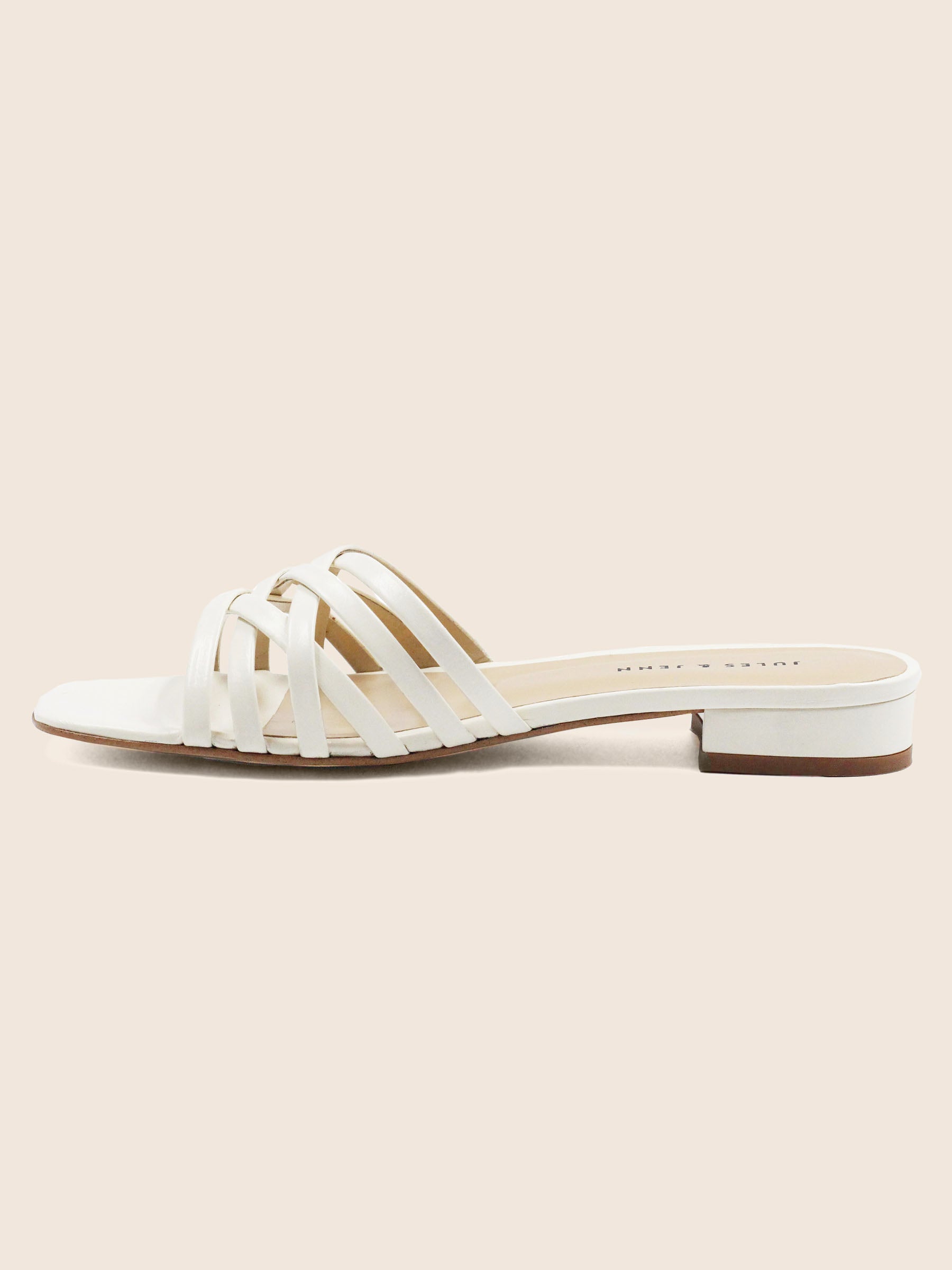 vue interieur mules plates multibrides cuir blanc jules & jenn