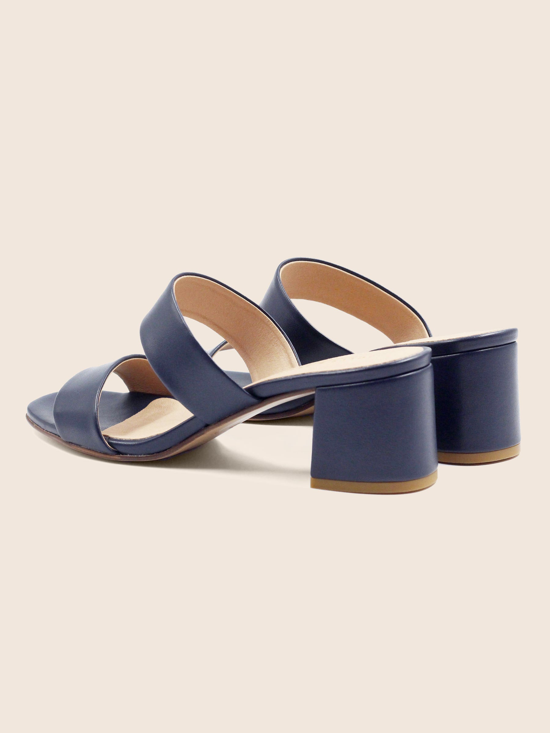 vue arriere mules talon bandeau fibre de pomme bleue jules & jenn