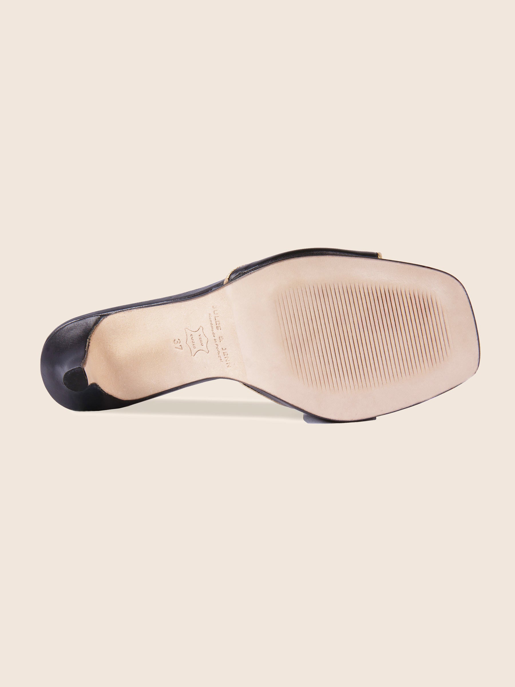 vue semelle mules talon fin cuir noir jules & jenn